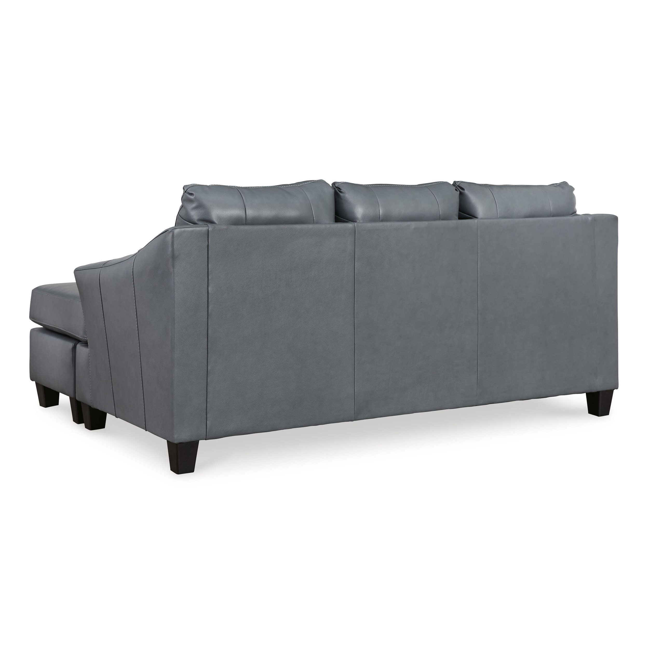 Genoa Steel Leather Sofa with Chaise | Contemporary Gray