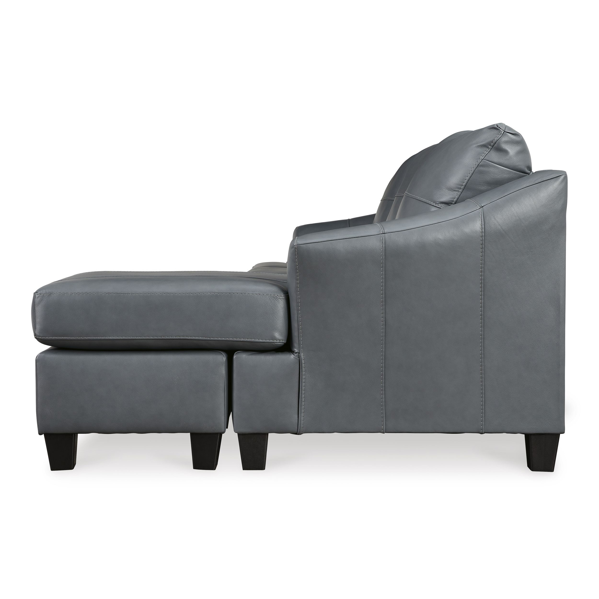 Genoa Steel Leather Sofa with Chaise | Contemporary Gray