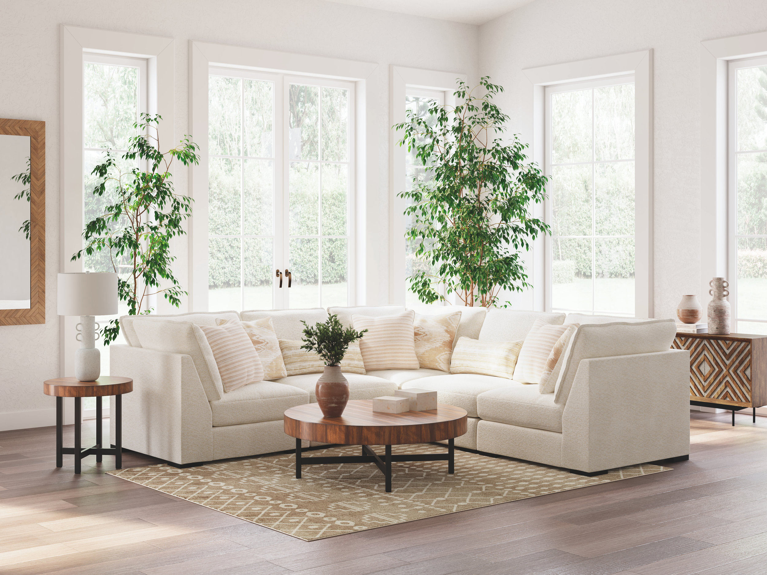 Donelson Creek L-Shaped Polyester 5-Piece Sectional