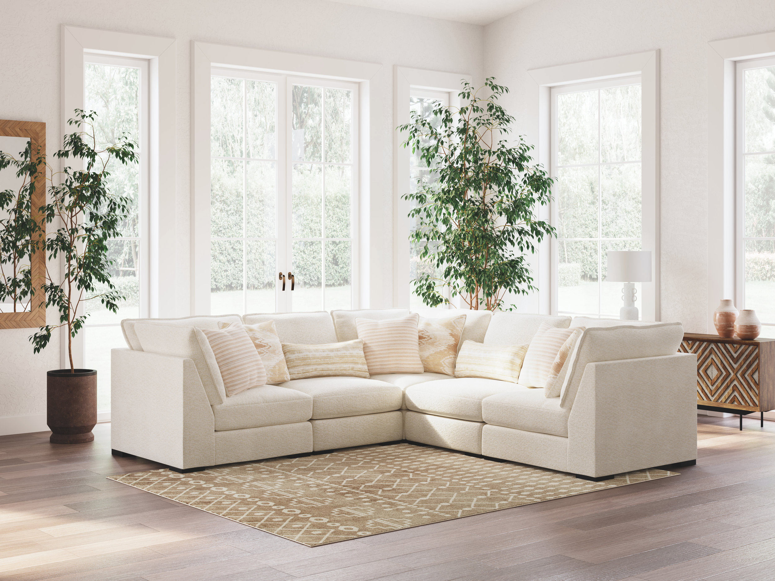 Donelson Creek L-Shaped Polyester 5-Piece Sectional