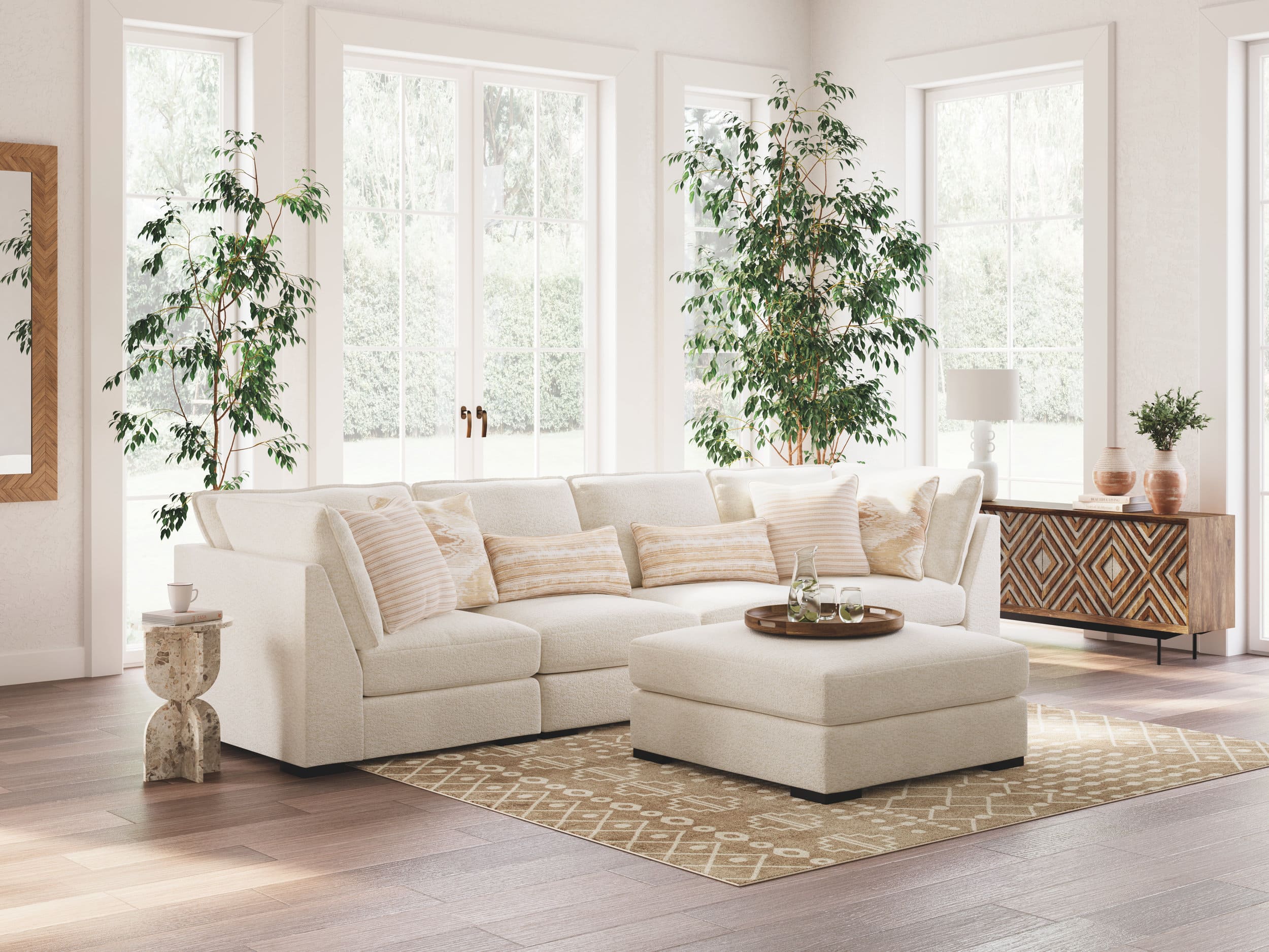 Donelson Creek 40" Square Oversized Accent Ottoman - Vanilla Cream