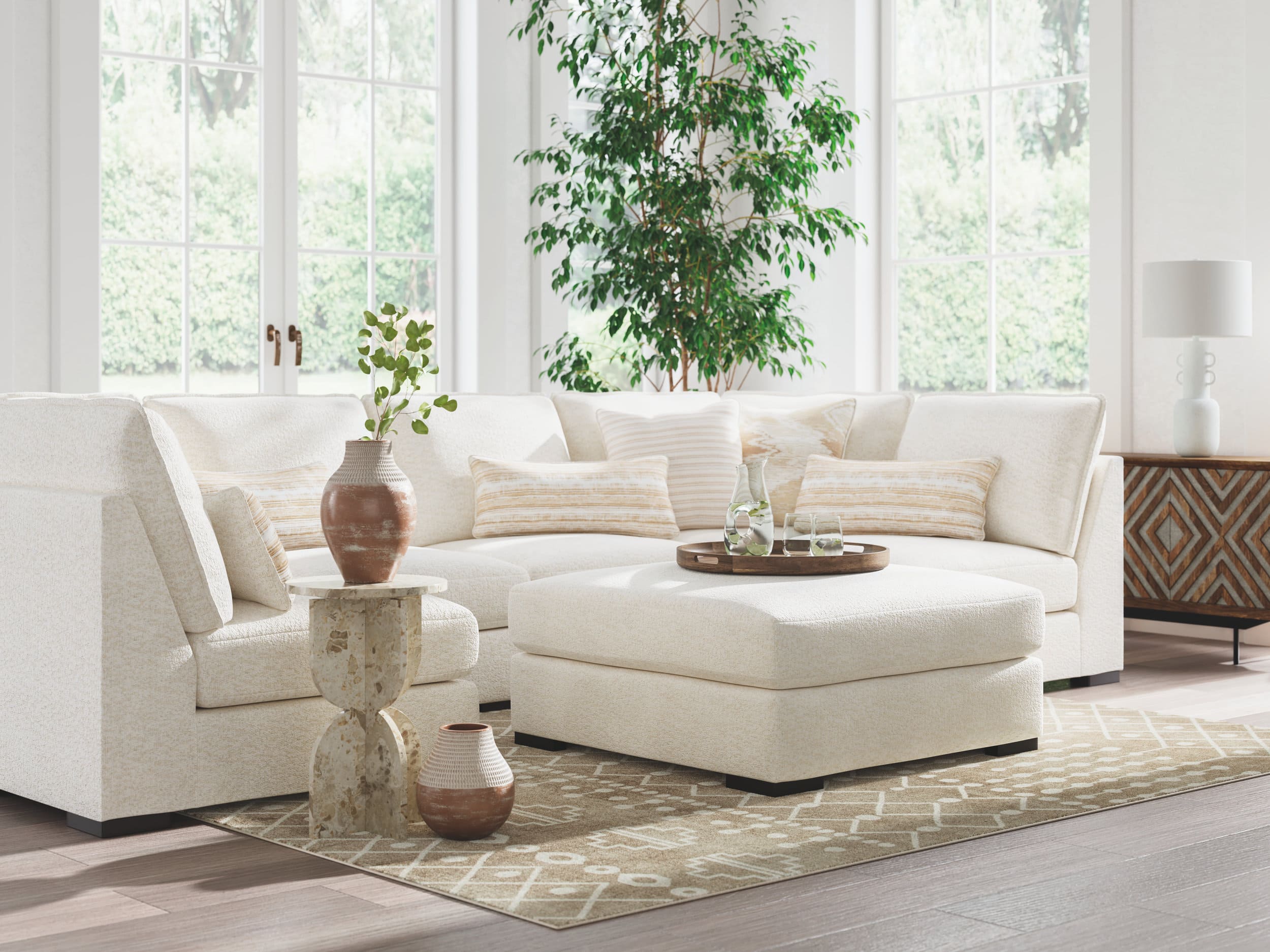Donelson Creek 40" Square Oversized Accent Ottoman - Vanilla Cream