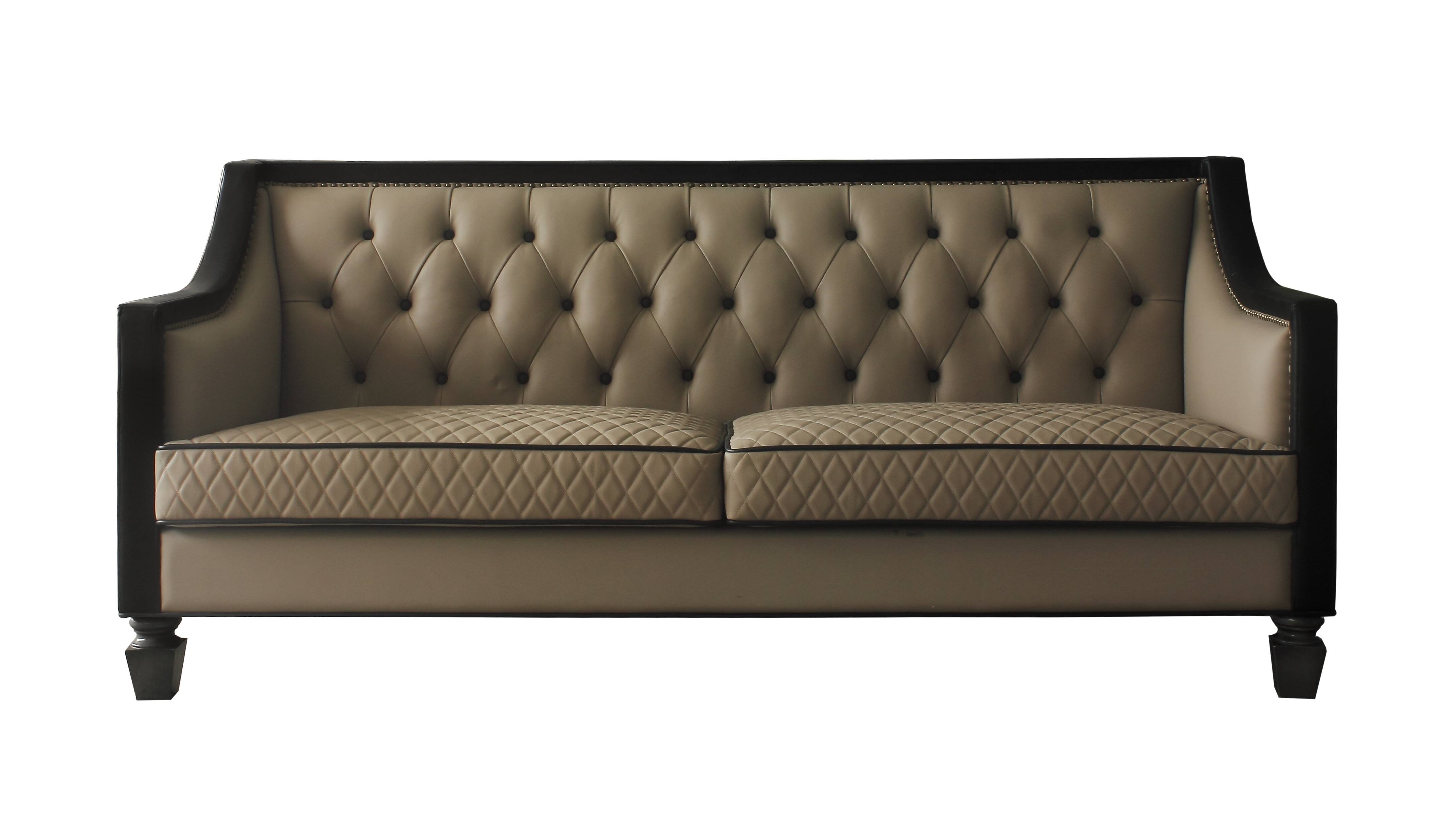House Beatrice Leather-Aire Tufted Sofa
