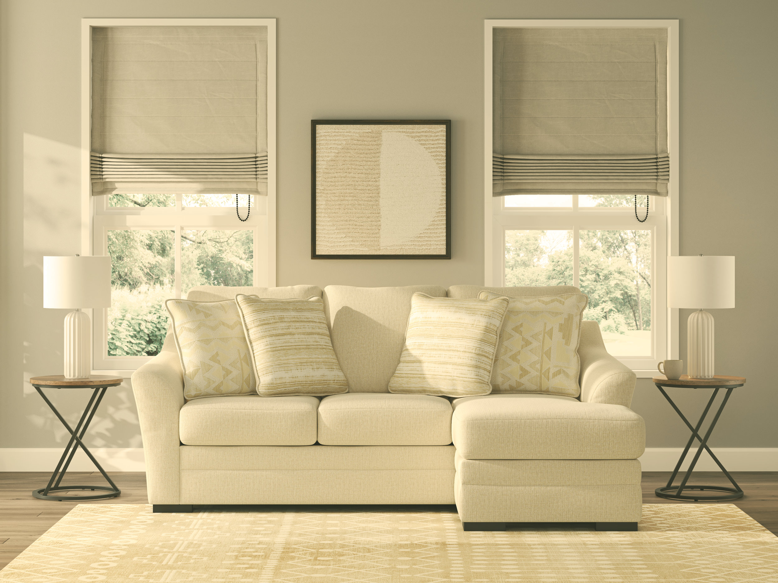 Lango Fabric L-Shaped Sectional Sofa w/Right Arm Chaise Facing