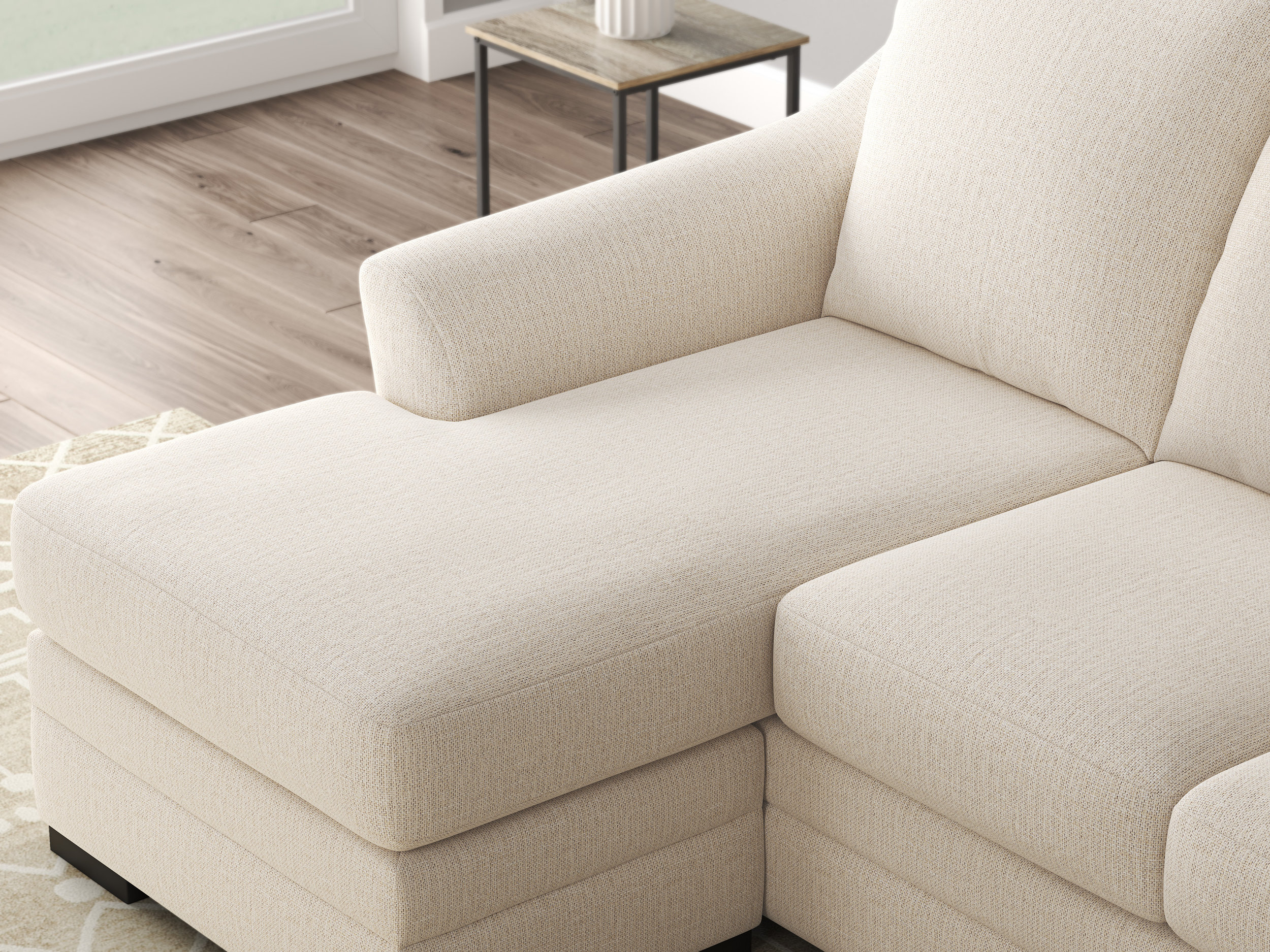 Lango Fabric L-Shaped Sectional Sofa w/Right Arm Chaise Facing