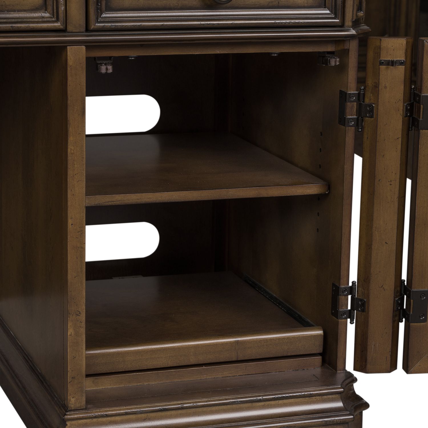 Amelia Wood 6-Drawer 2-Door Jr Executive Credenza Set