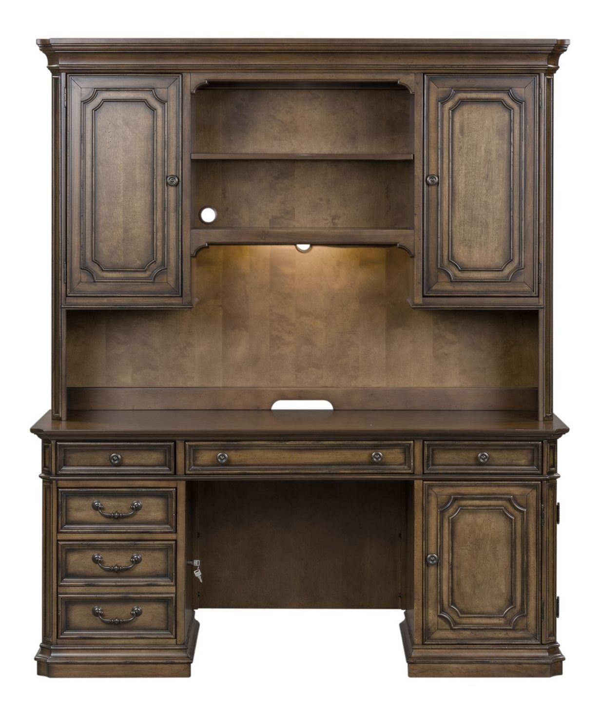 Amelia Wood 6-Drawer 2-Door Jr Executive Credenza Set