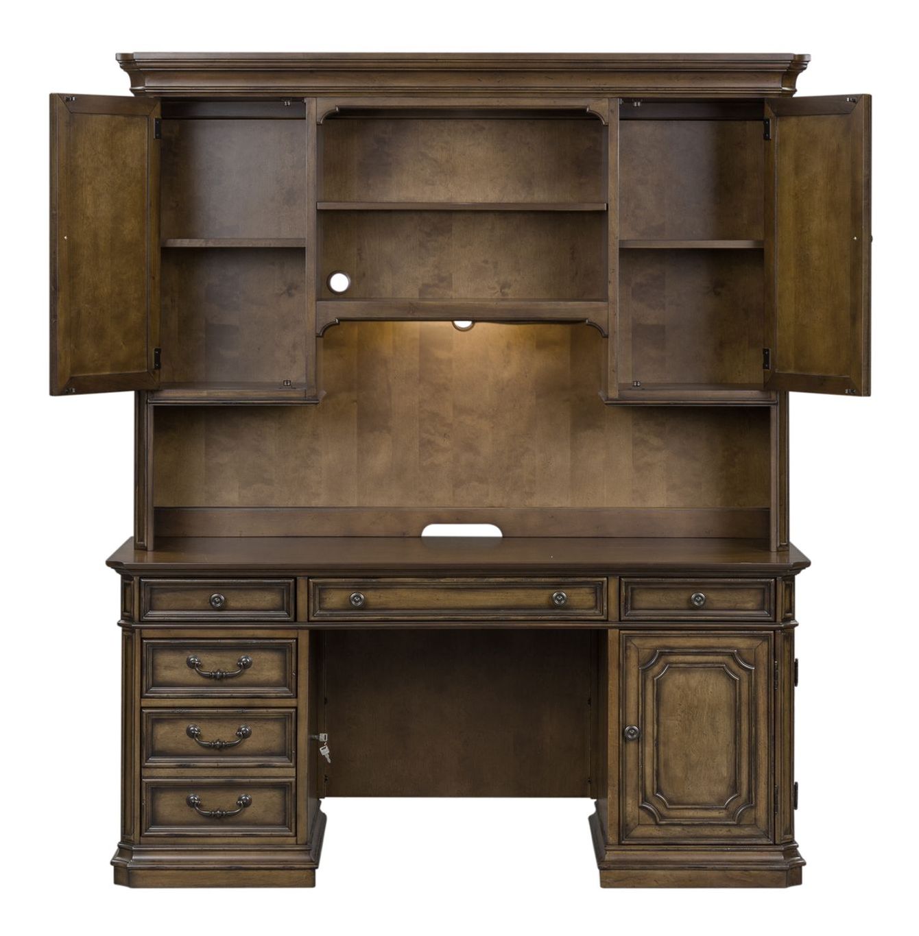 Amelia Wood 6-Drawer 2-Door Jr Executive Credenza Set