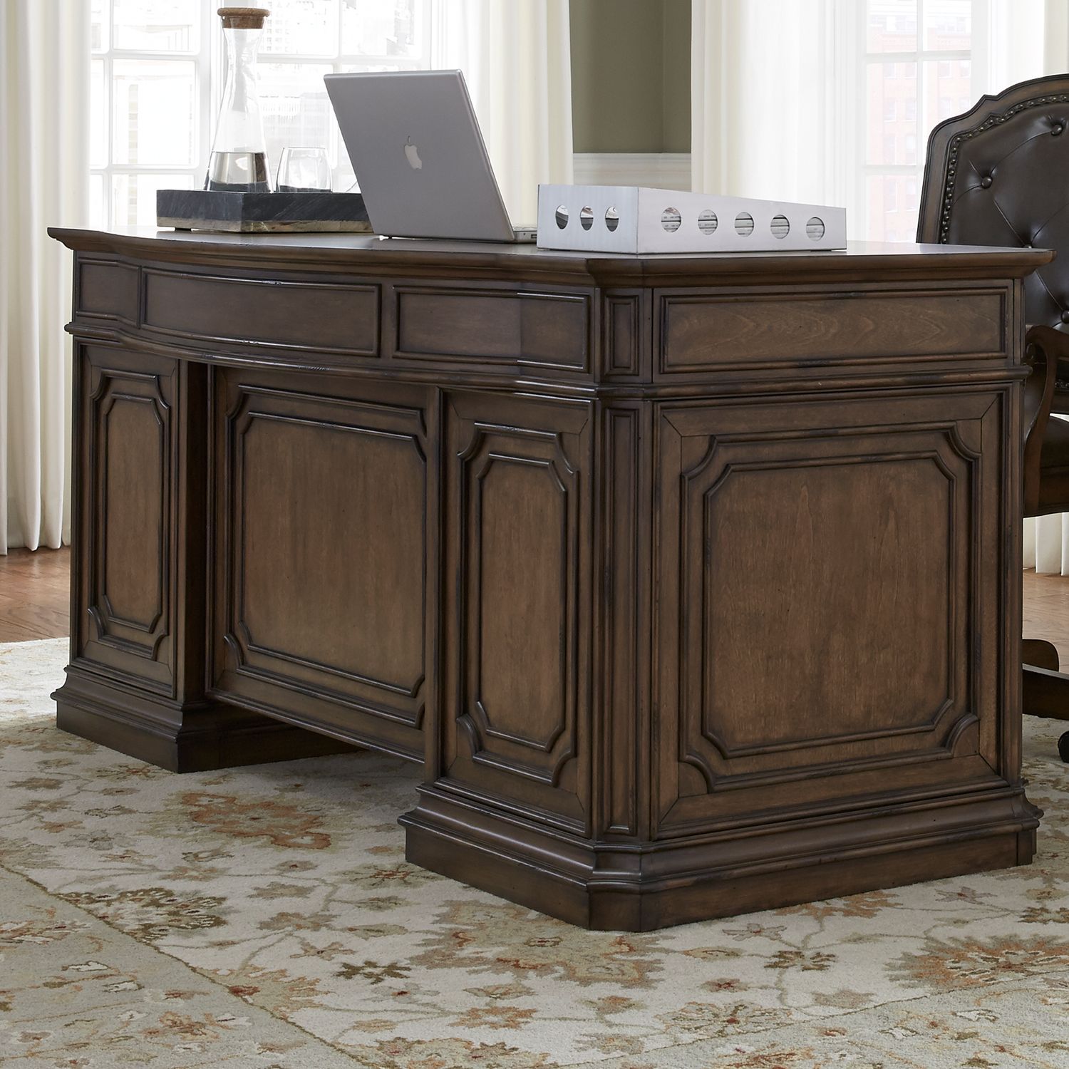 Amelia Rectangular Wood 9-Drawer Jr Executive Desk