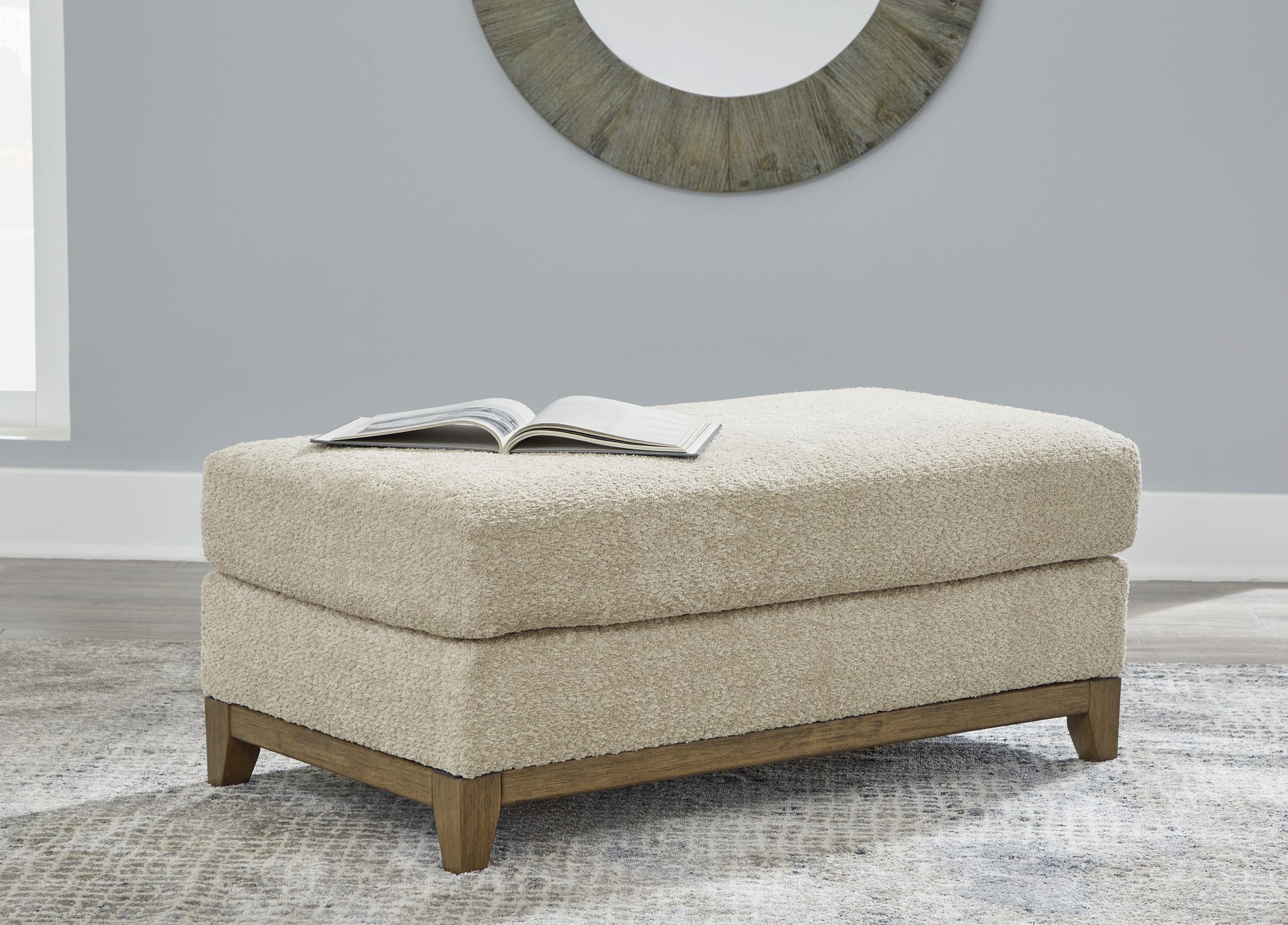 Rawcliffe 40" Square Oversized Accent Ottoman - Parchment Cream Textured Polyester