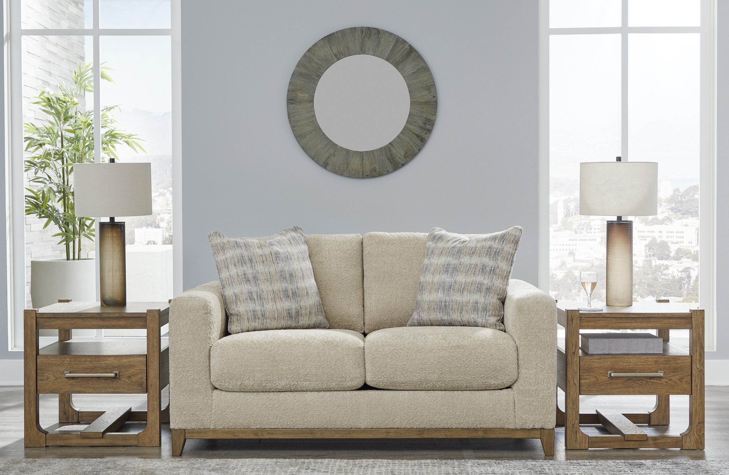 Parklynn Transitional Loveseat | Desert Neutral Upholstery