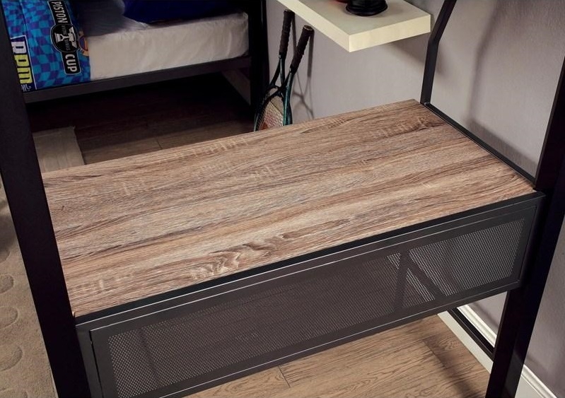 Ballarat Metal Triple Bunk Bed w/Desk, Twin Size