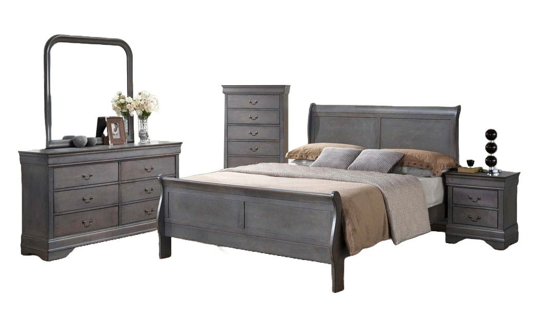 SM Lifestyle Louis Phillipe 4934 Wood Sleigh Bedroom Set