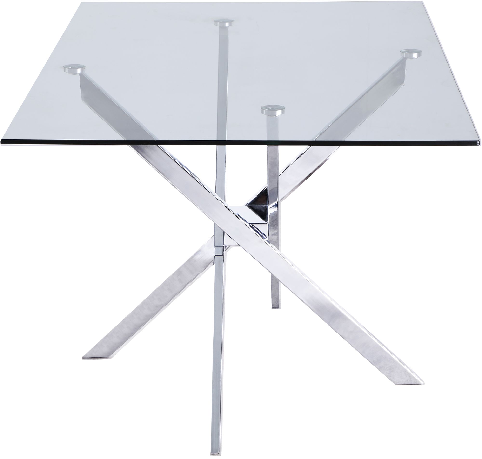 Xander 60" Rectangular Glass Dining Table with Chrome Metal Base