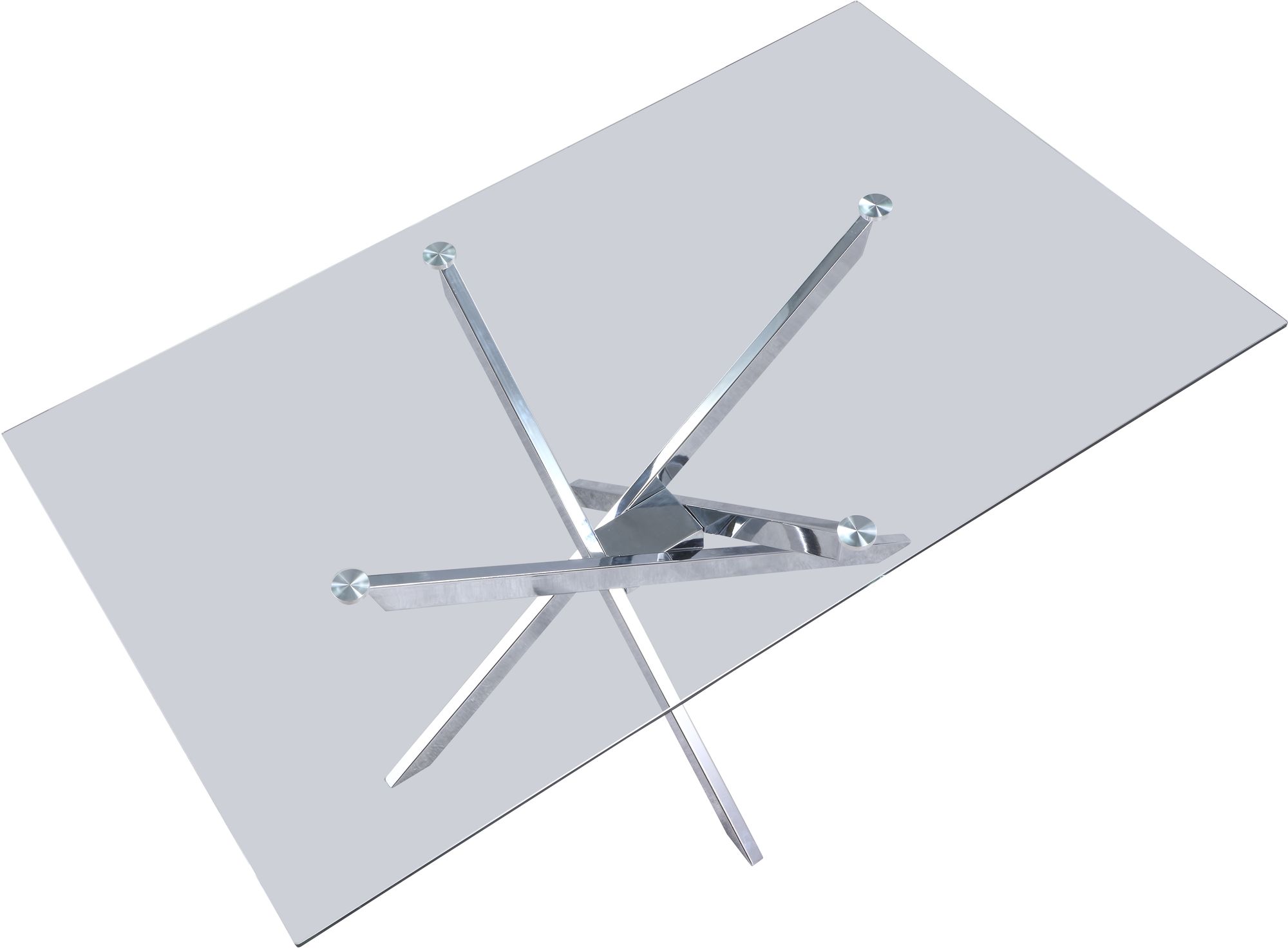 Xander 60" Rectangular Glass Dining Table with Chrome Metal Base
