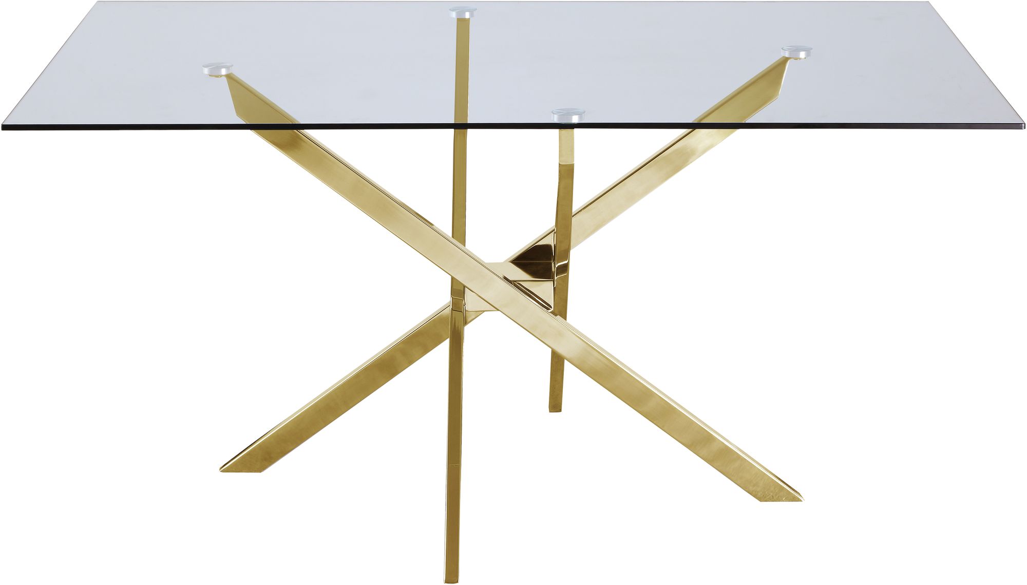 Xander 60" Rectangular Glass Dining Table with Gold Metal Base