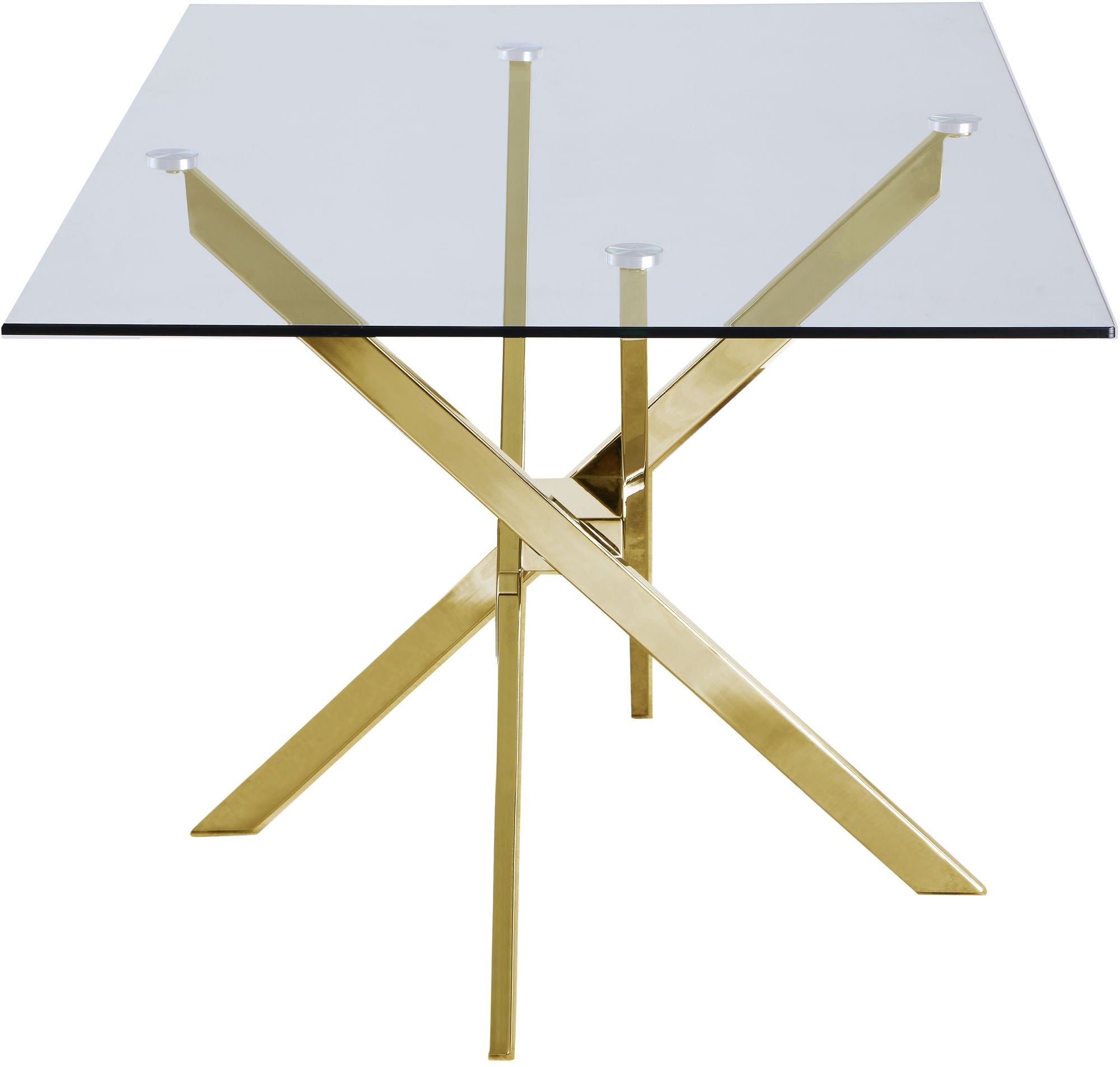 Xander 60" Rectangular Glass Dining Table with Gold Metal Base