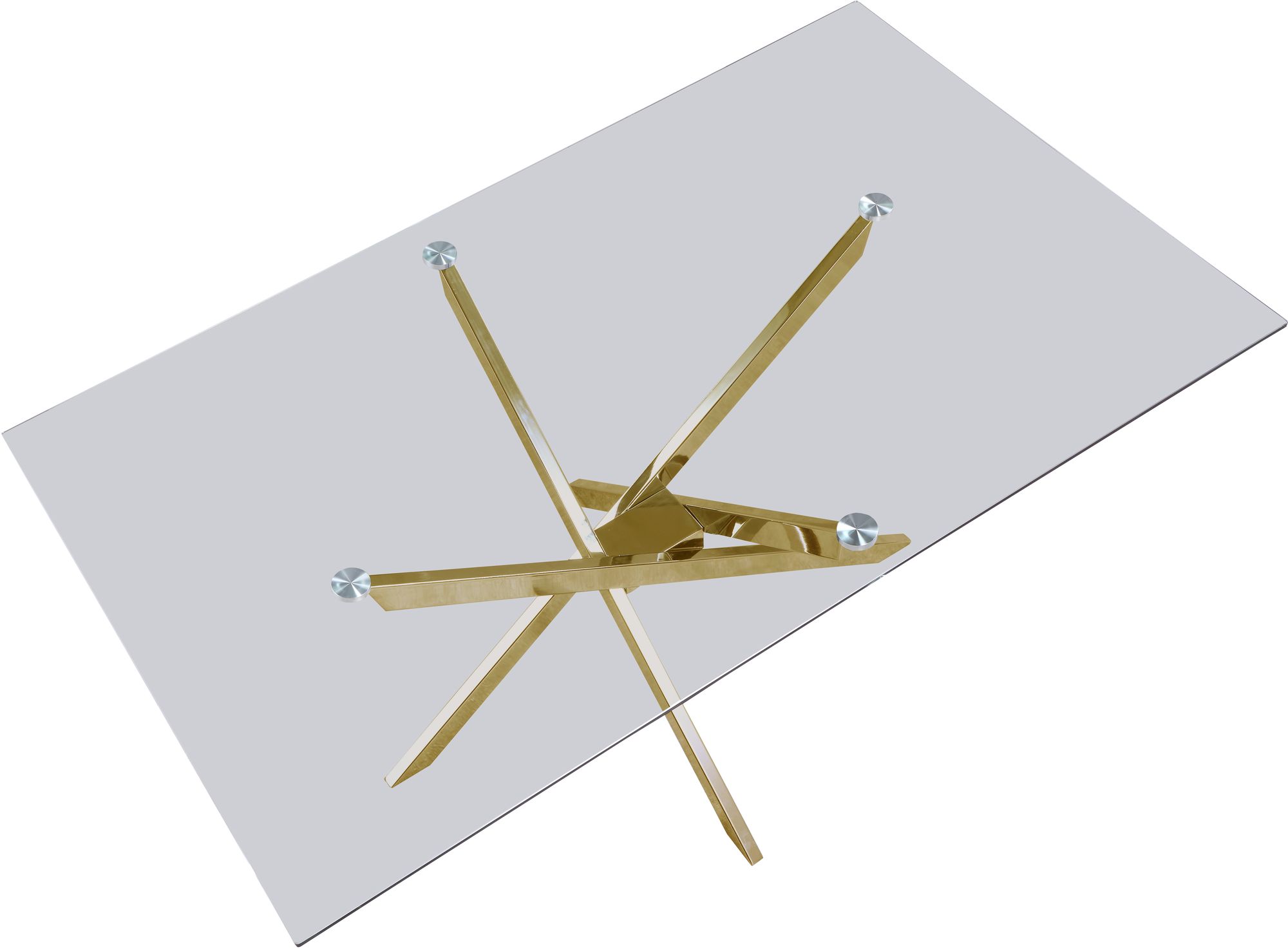 Xander 60" Rectangular Glass Dining Table with Gold Metal Base