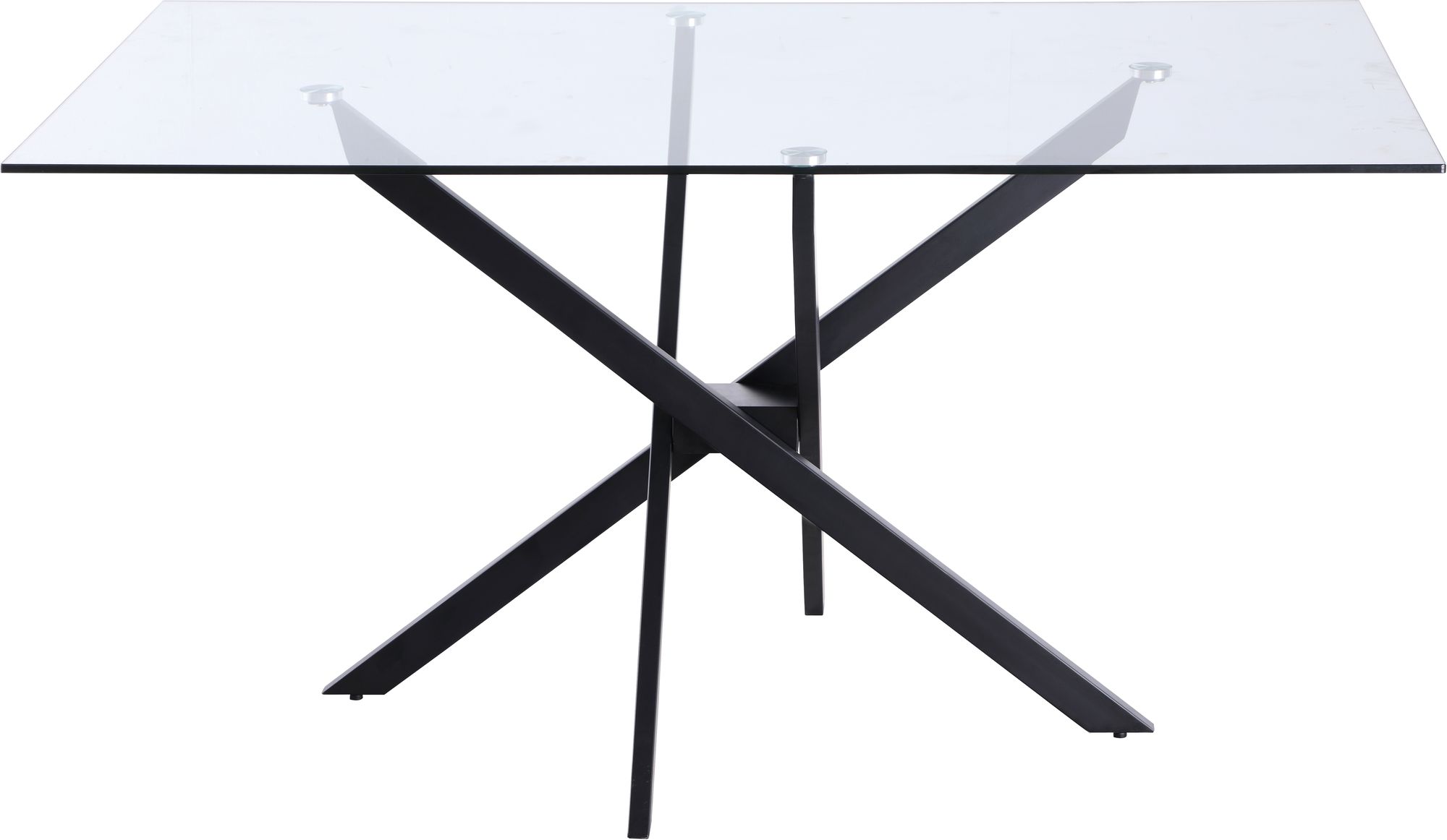 Xander 60" Rectangular Glass Dining Table with Matte Black Metal Base