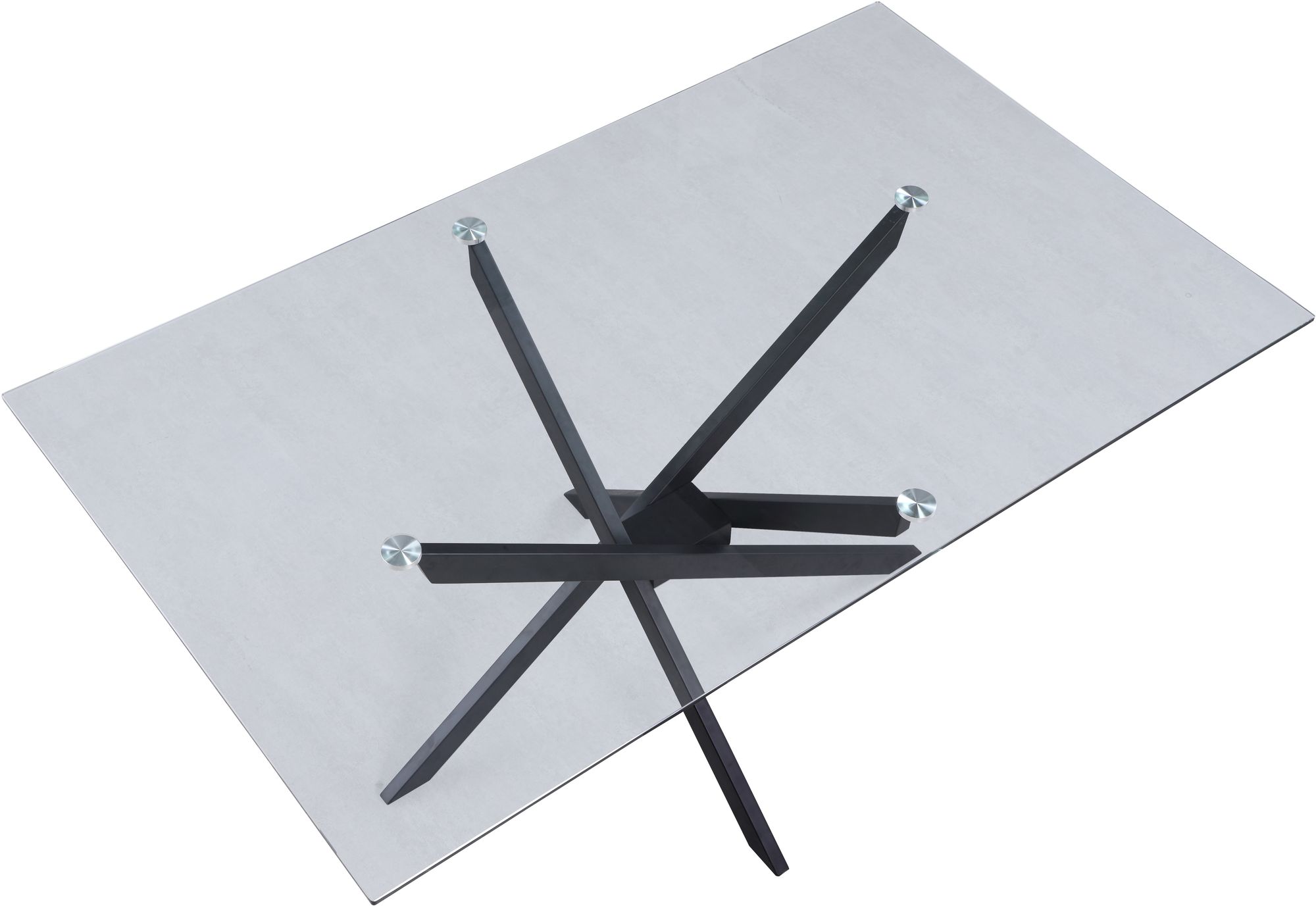 Xander 60" Rectangular Glass Dining Table with Matte Black Metal Base