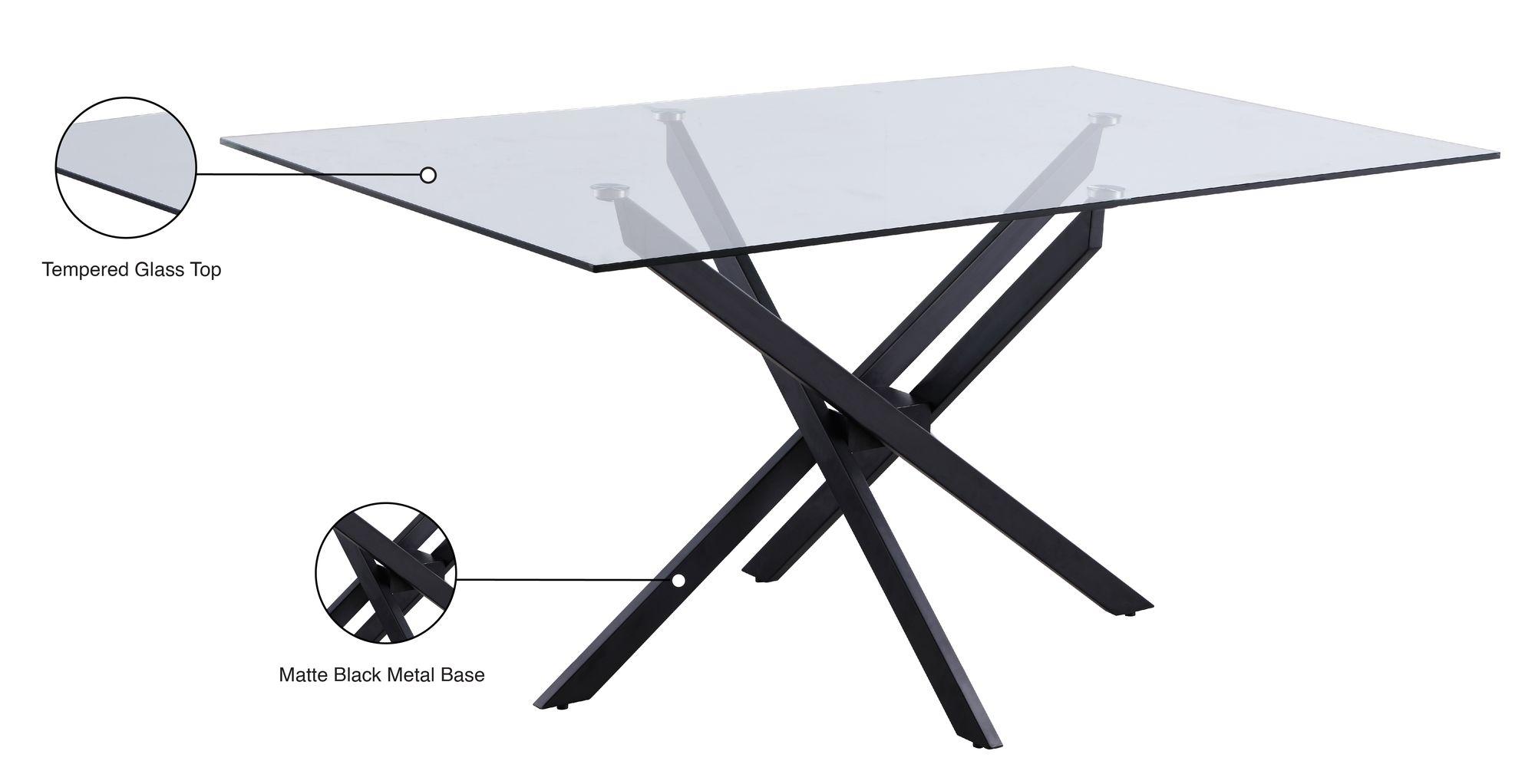 Xander 60" Rectangular Glass Dining Table