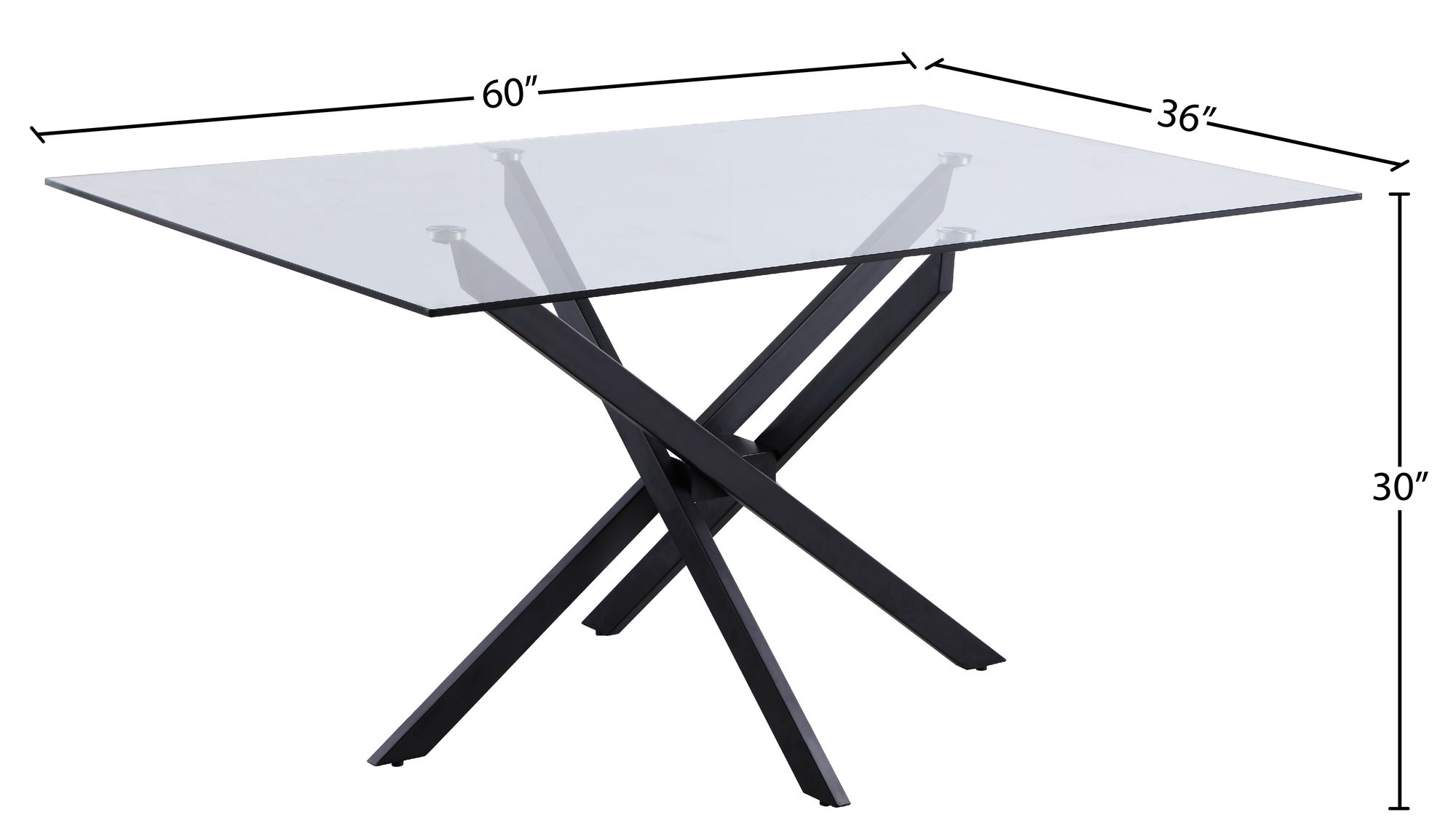 Xander 60" Rectangular Glass Dining Table