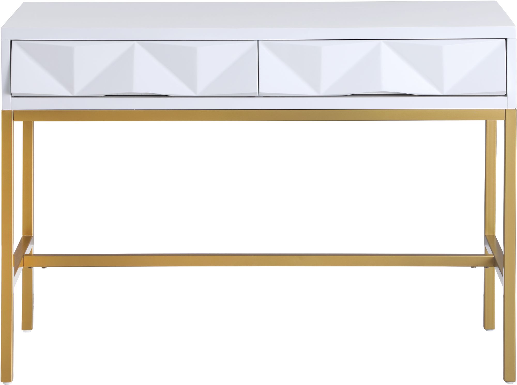 Pandora 43.5" Rectangular 2-Drawer Lacquer Console Table with Gold Iron Base