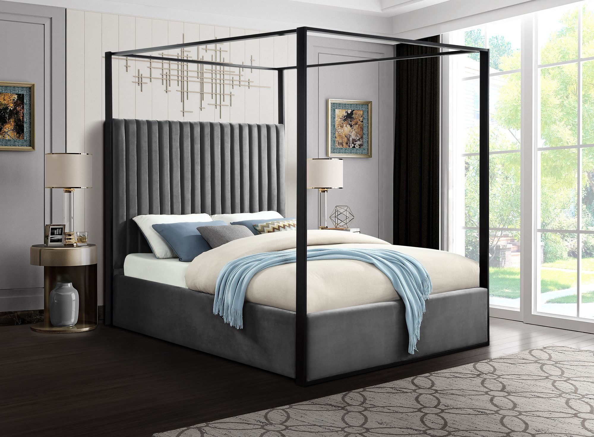 Jax Velvet King Size Canopy Bed