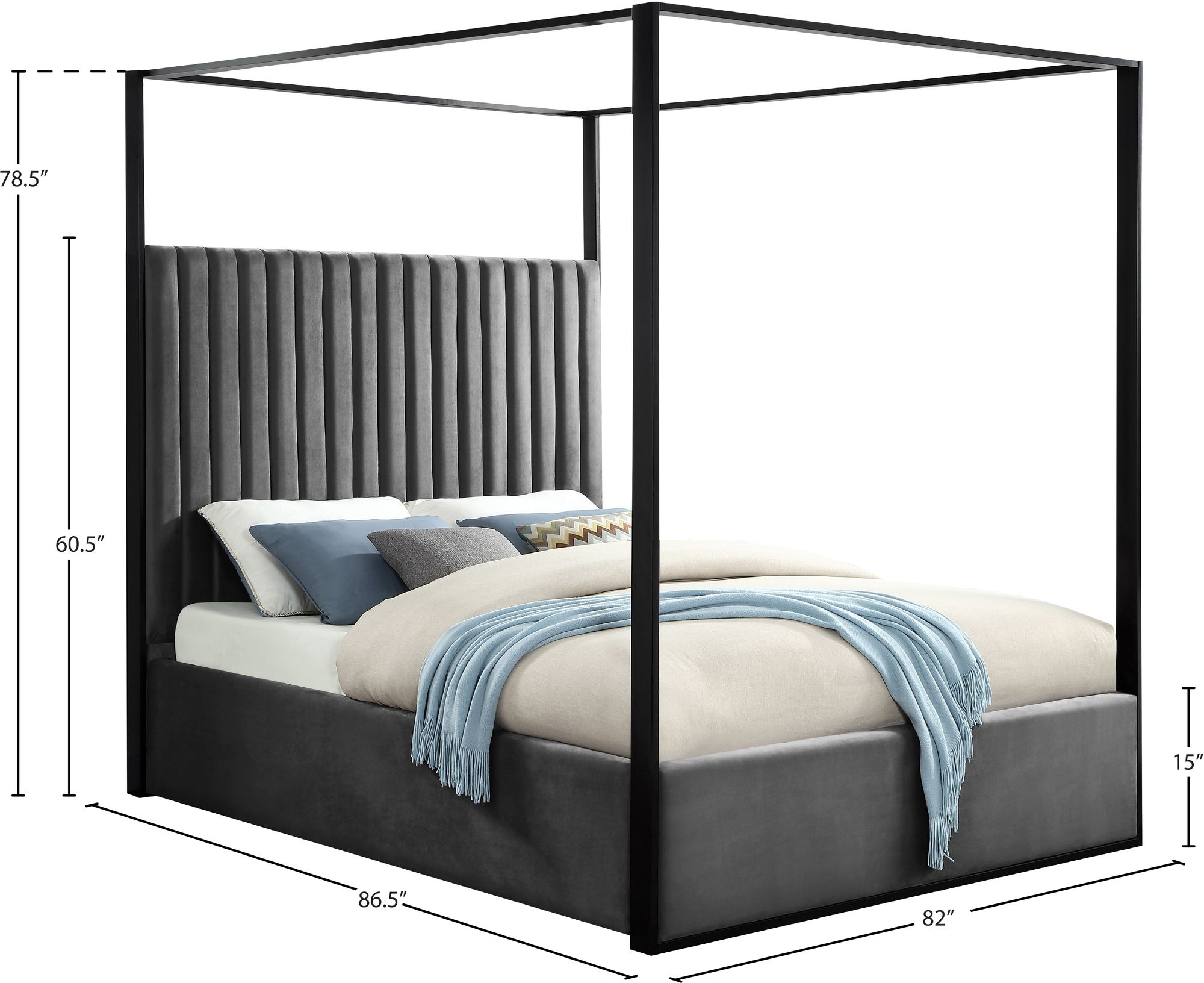 Jax Velvet King Size Canopy Bed