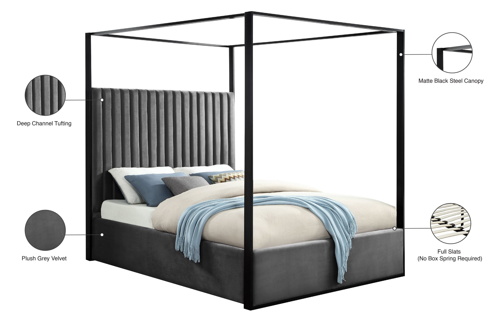Jax Velvet Canopy Bed