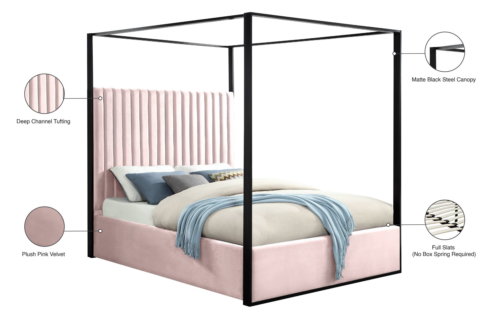 Jax Velvet Queen Size Bed