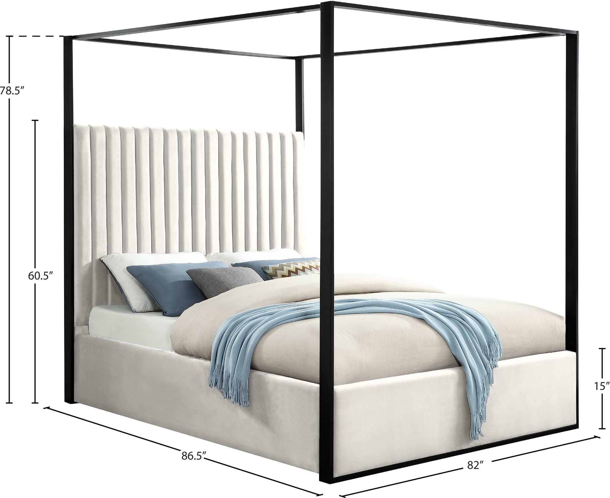 Jax Velvet King Size Canopy Bed