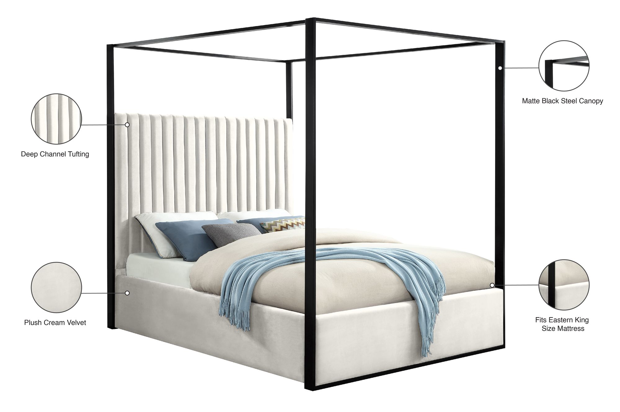 Jax Velvet King Size Canopy Bed
