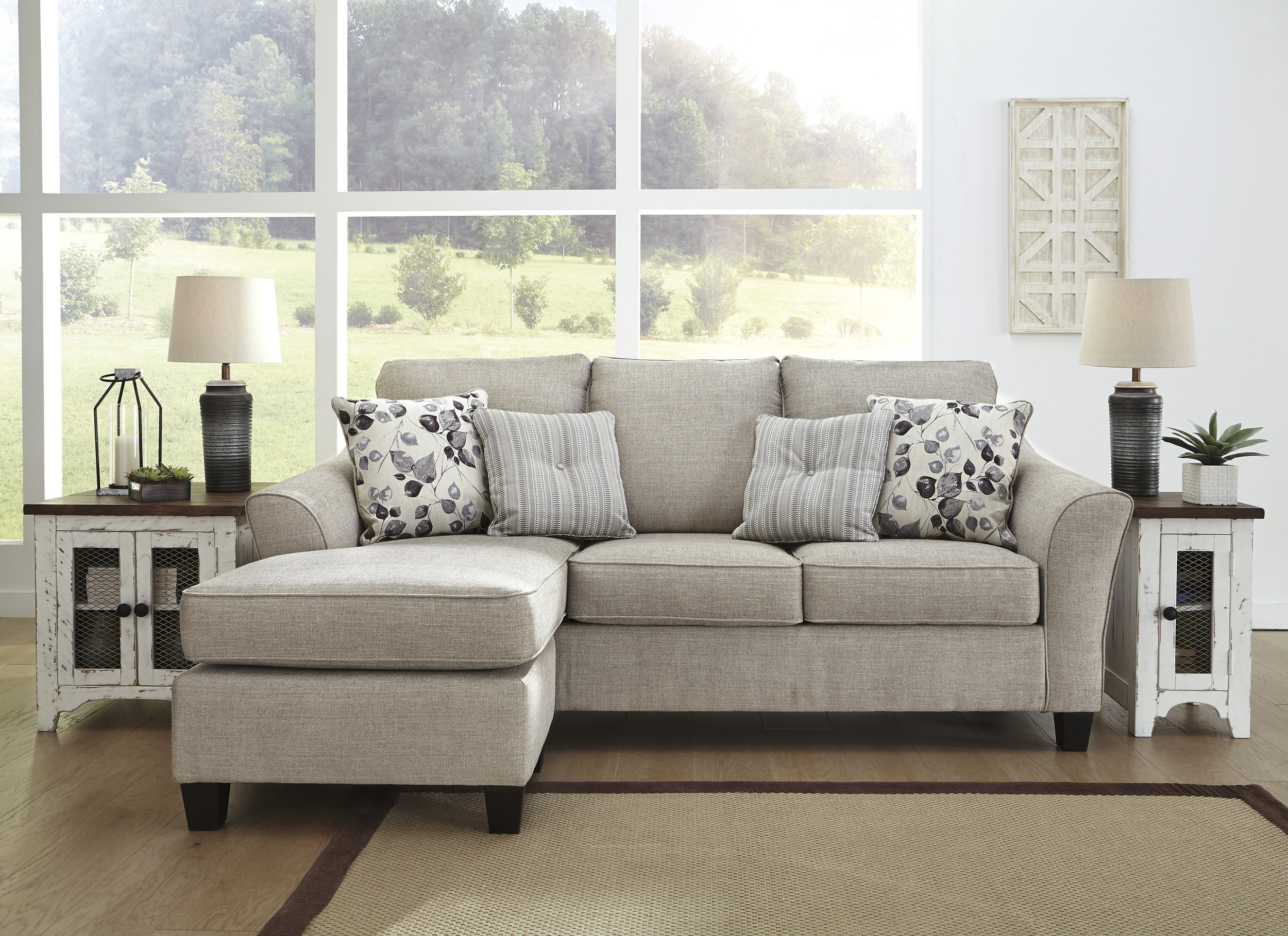 Abney Fabric L-Shaped Sectional Sofa w/Left Chaise Arm Facing