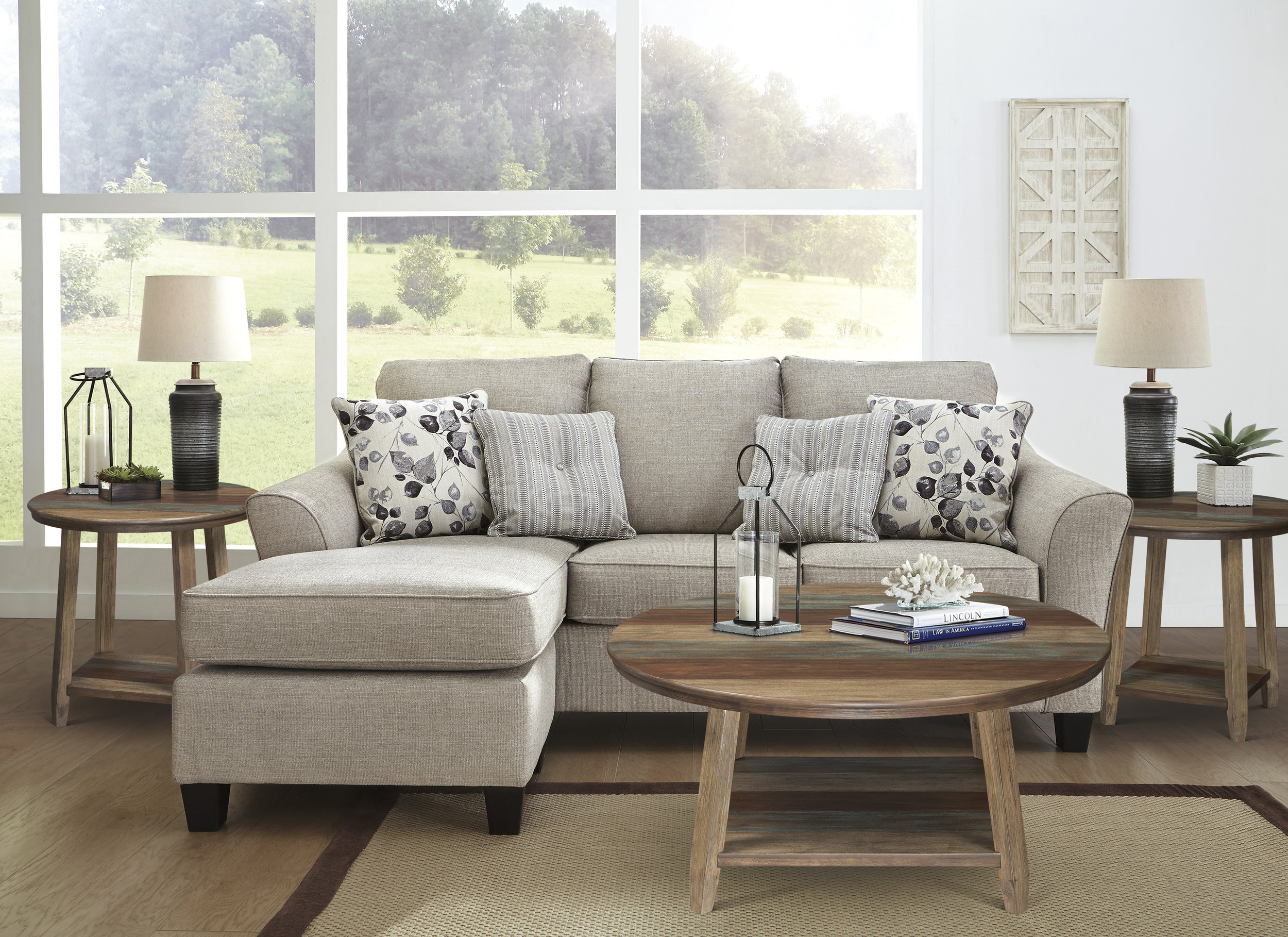 Abney Fabric L-Shaped Sectional Sofa w/Left Chaise Arm Facing
