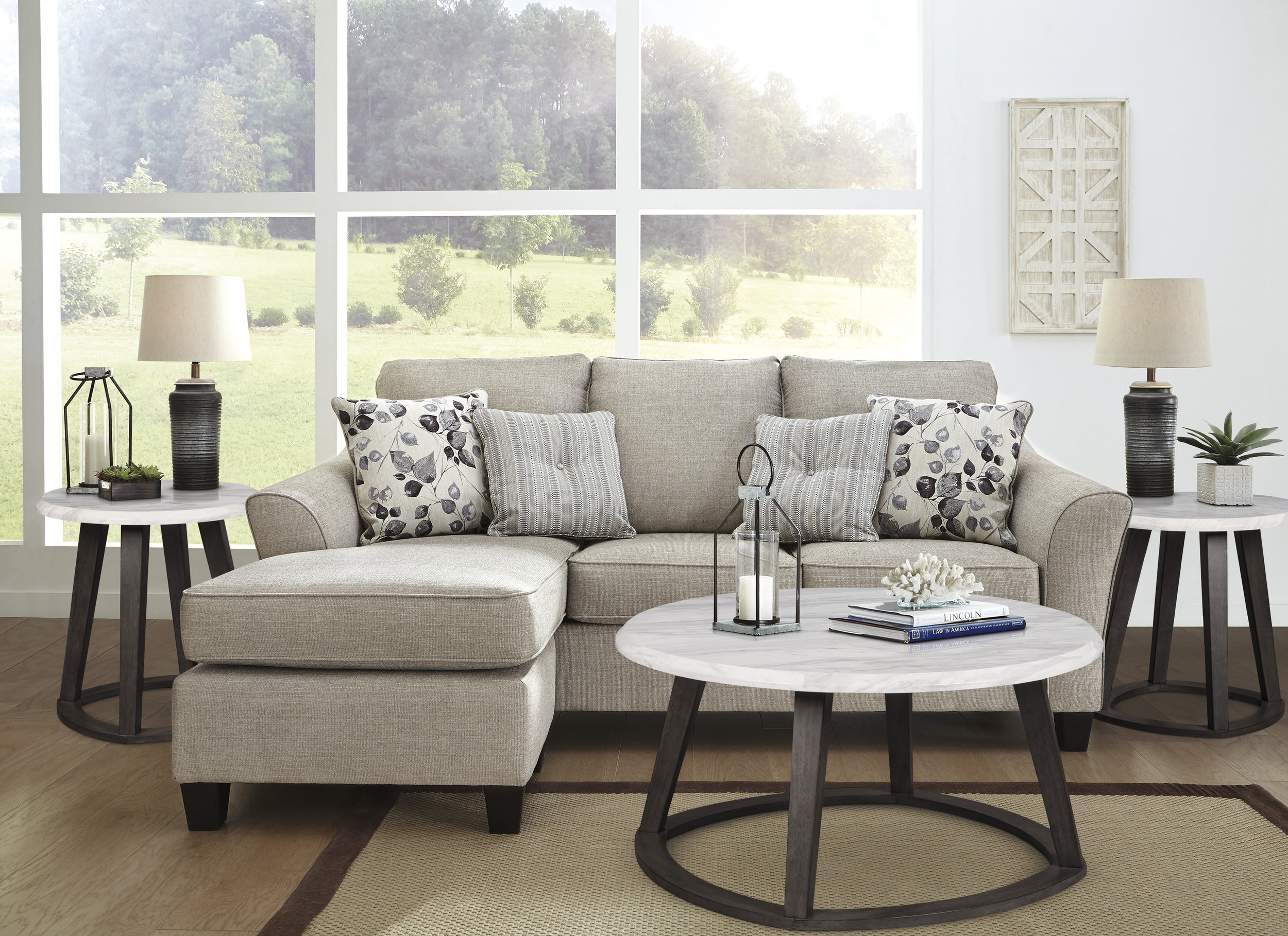 Abney Fabric L-Shaped Sectional Sofa w/Left Chaise Arm Facing