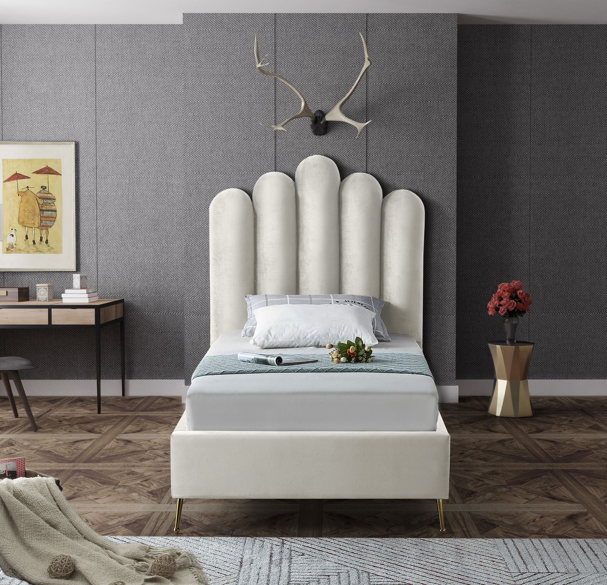 Lily Velvet Twin Size Bed