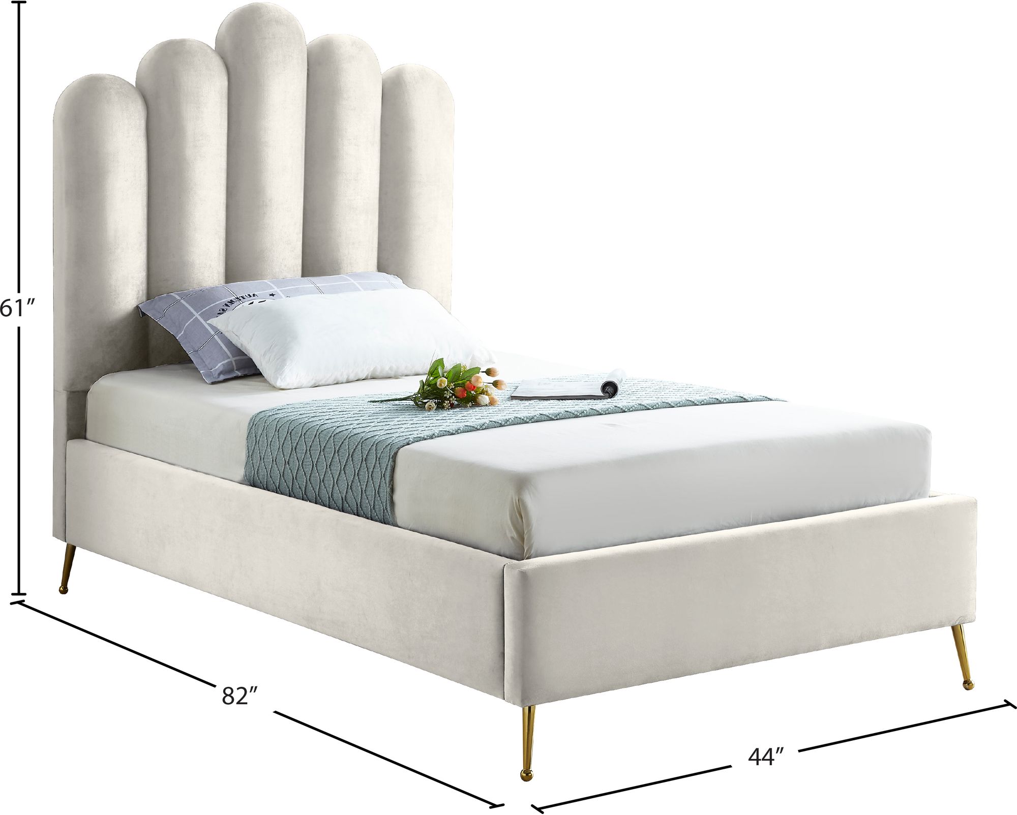 Lily Velvet Twin Size Bed