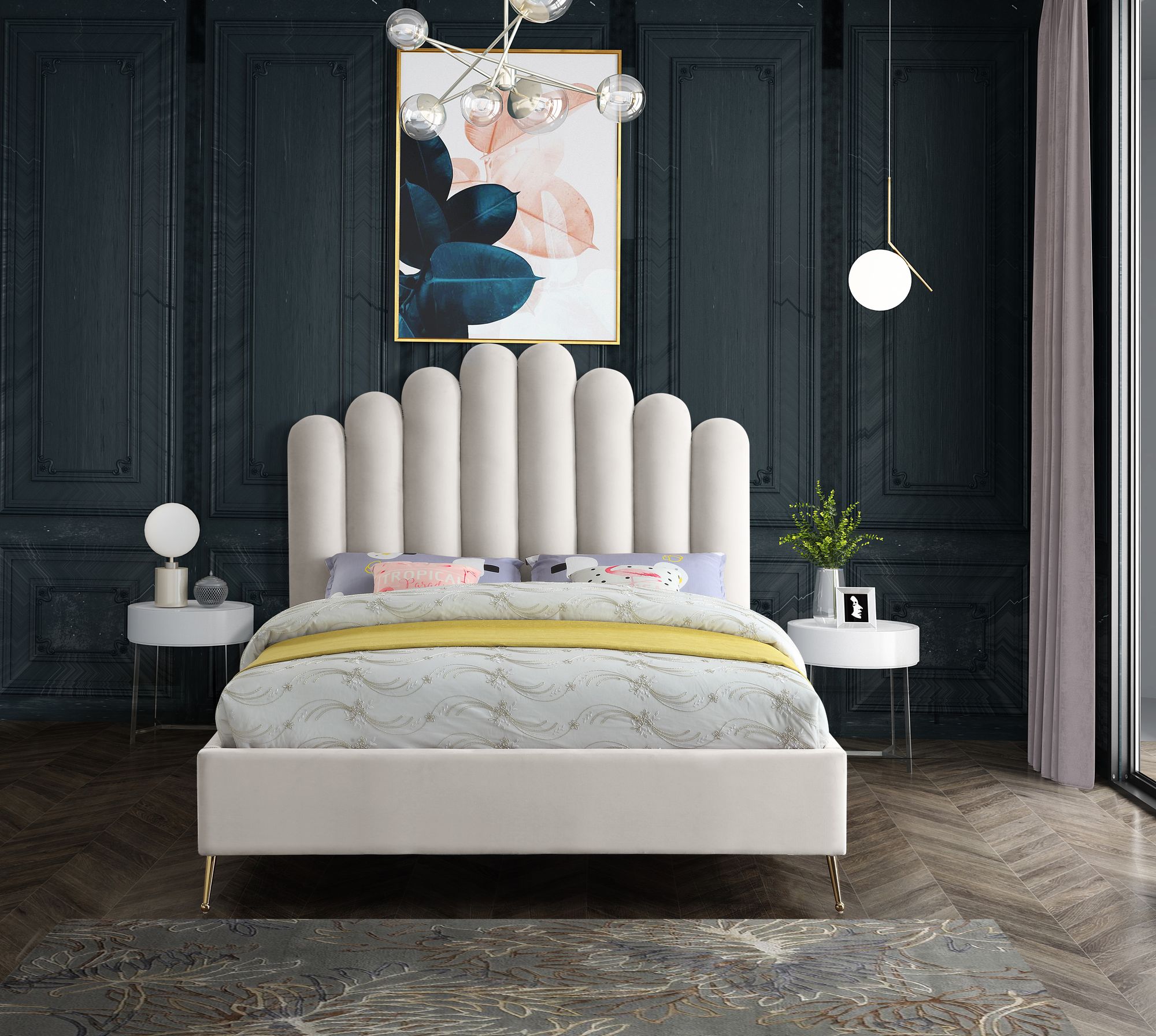 Lily Velvet Queen Size Bed
