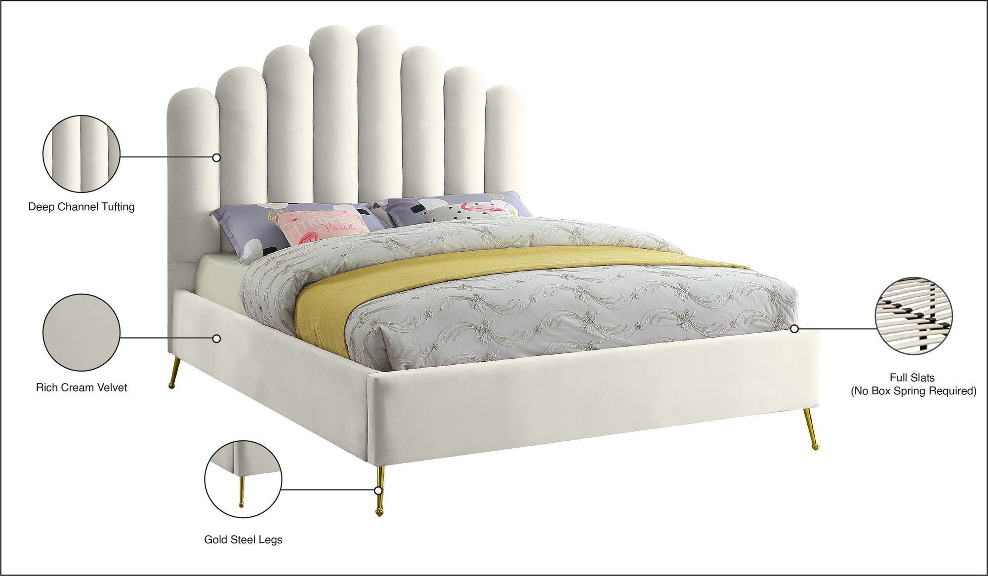 Lily Velvet Queen Size Bed