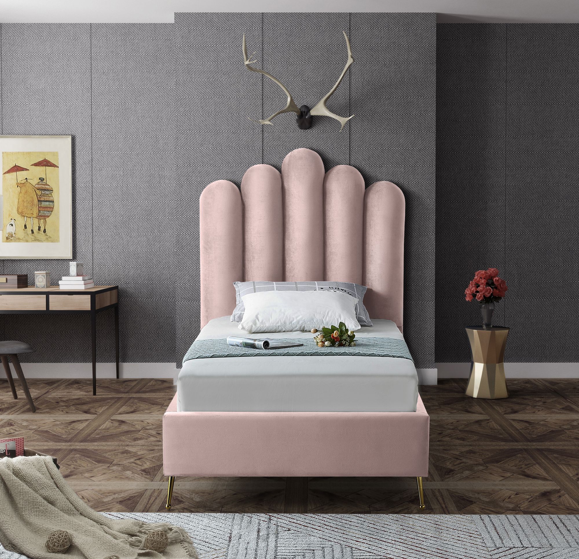 Lily Velvet Twin Size Bed