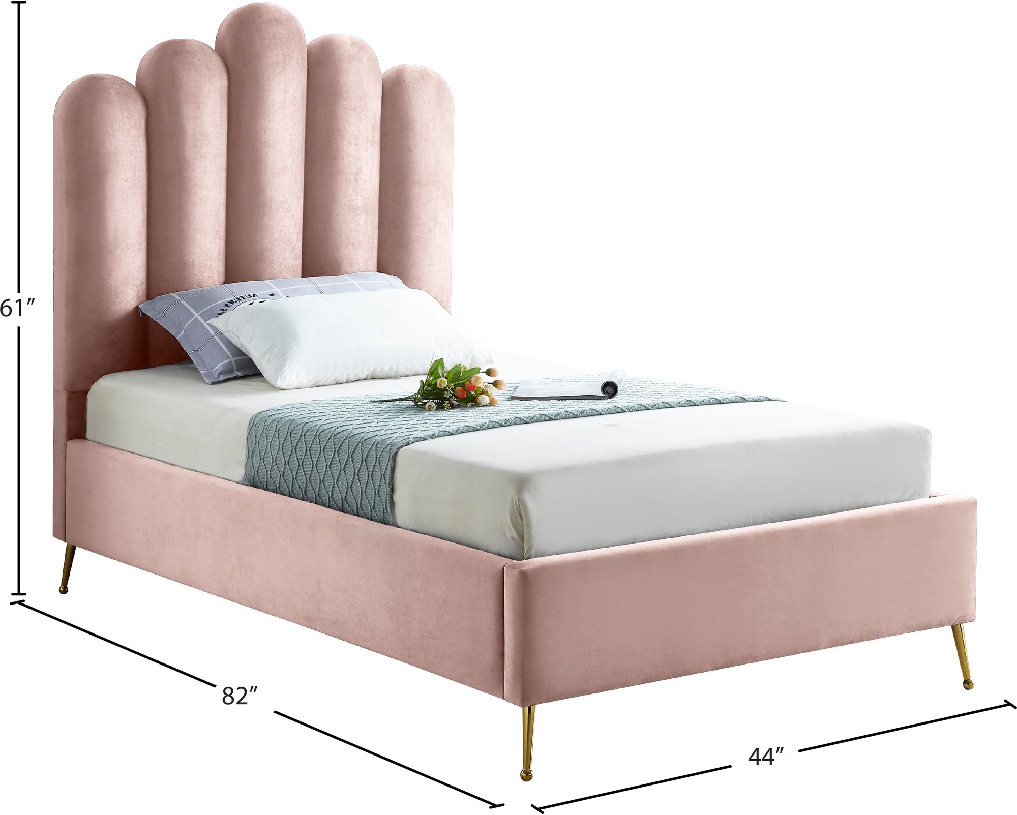 Lily Velvet Twin Size Bed