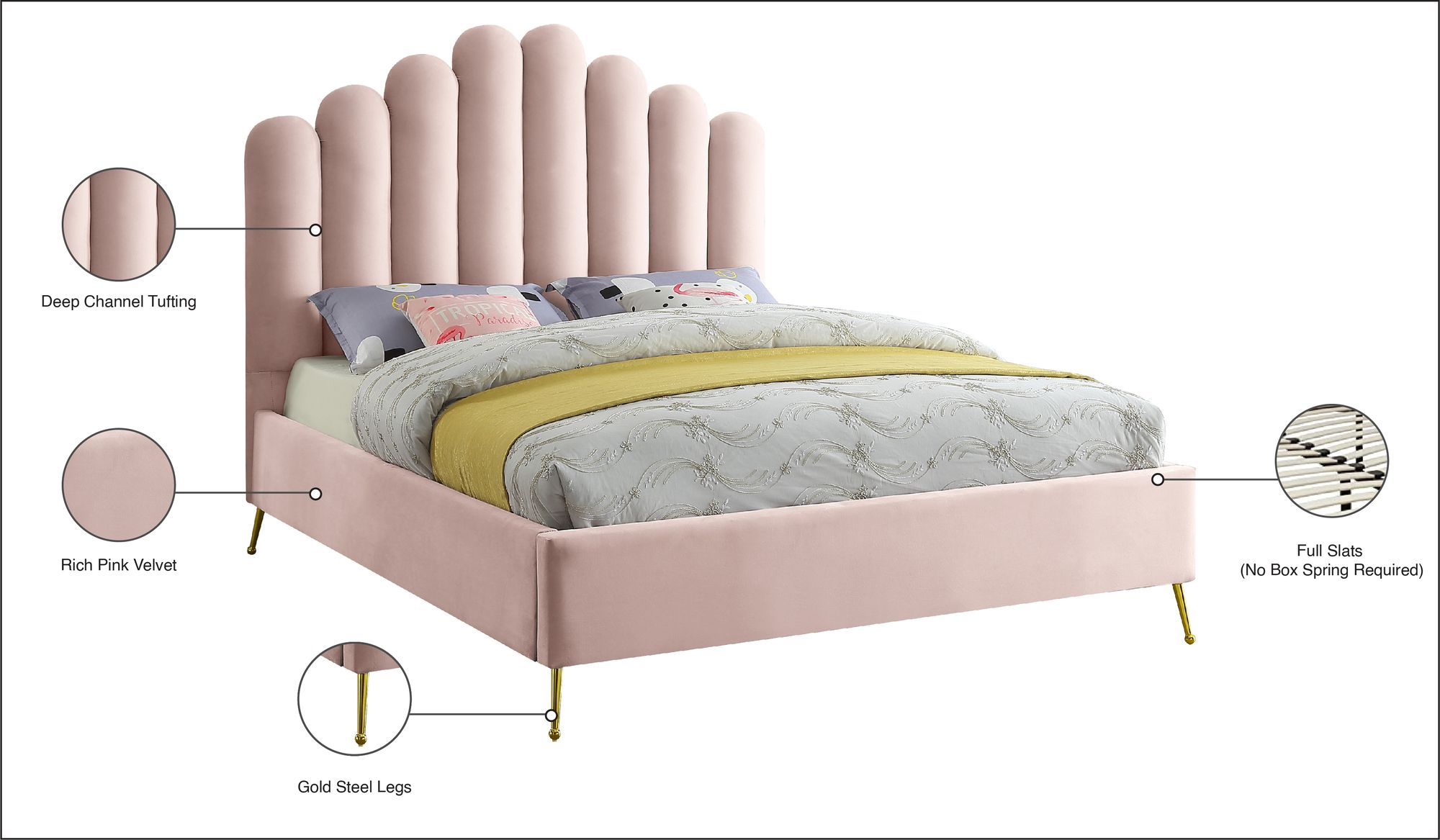 Lily Velvet Full Size Bed
