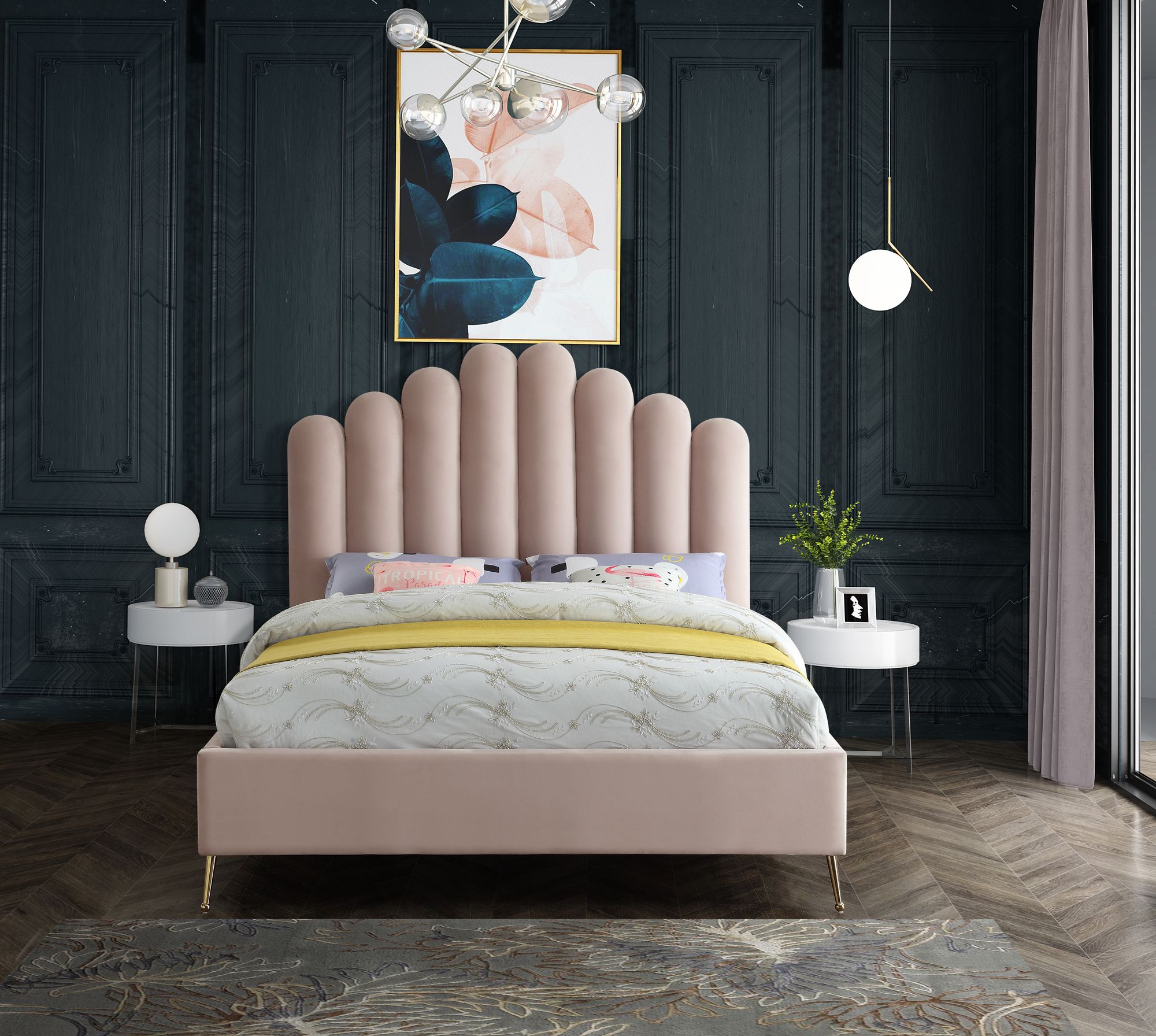 Lily Velvet Queen Size Bed