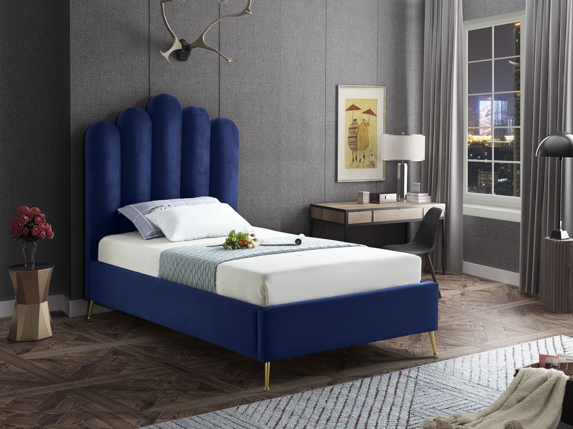 Lily Velvet Twin Size Bed