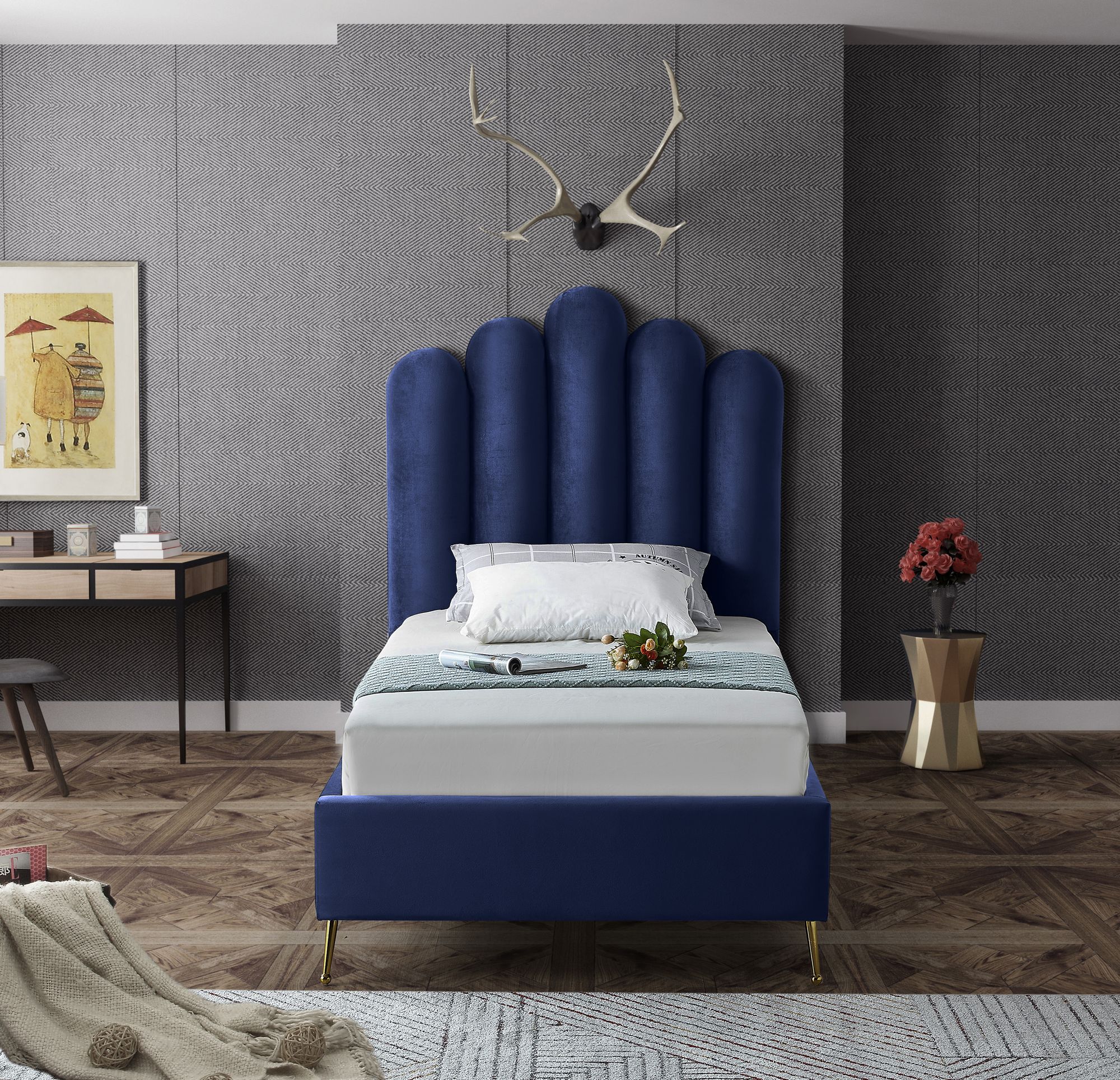 Lily Velvet Twin Size Bed