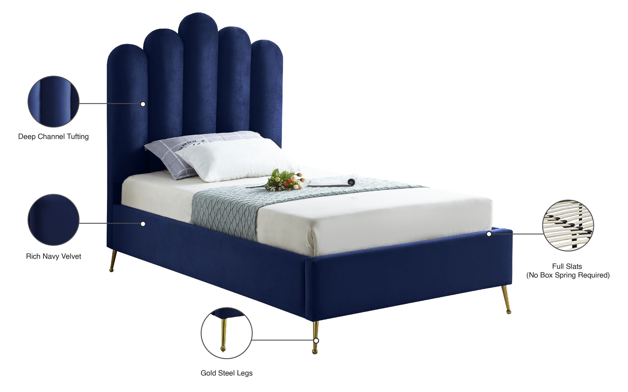 Lily Velvet Twin Size Bed