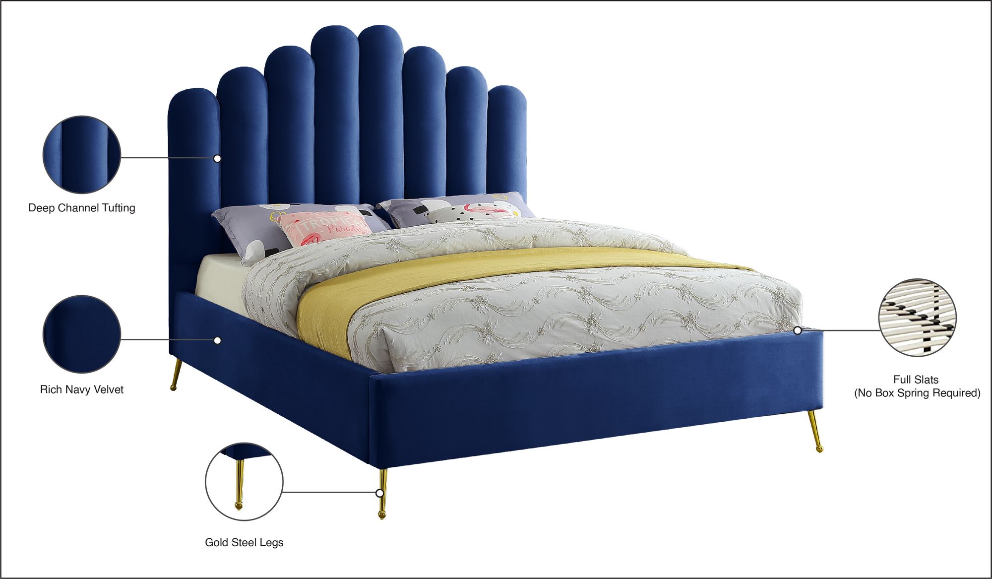 Lily Velvet Full Size Bed