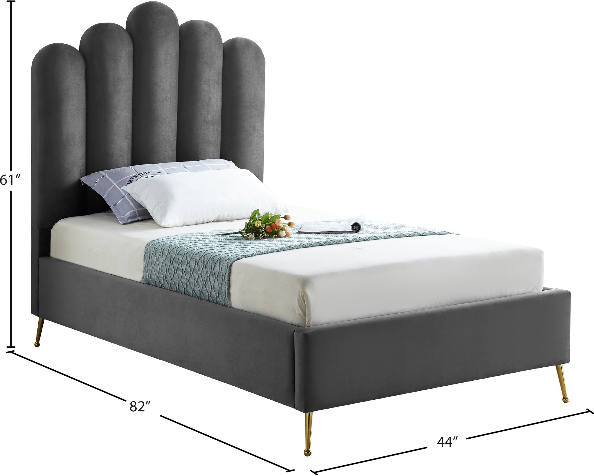 Lily Velvet Twin Size Bed