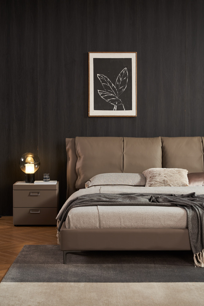 Grace Leather/Faux Leather King Platform Bed